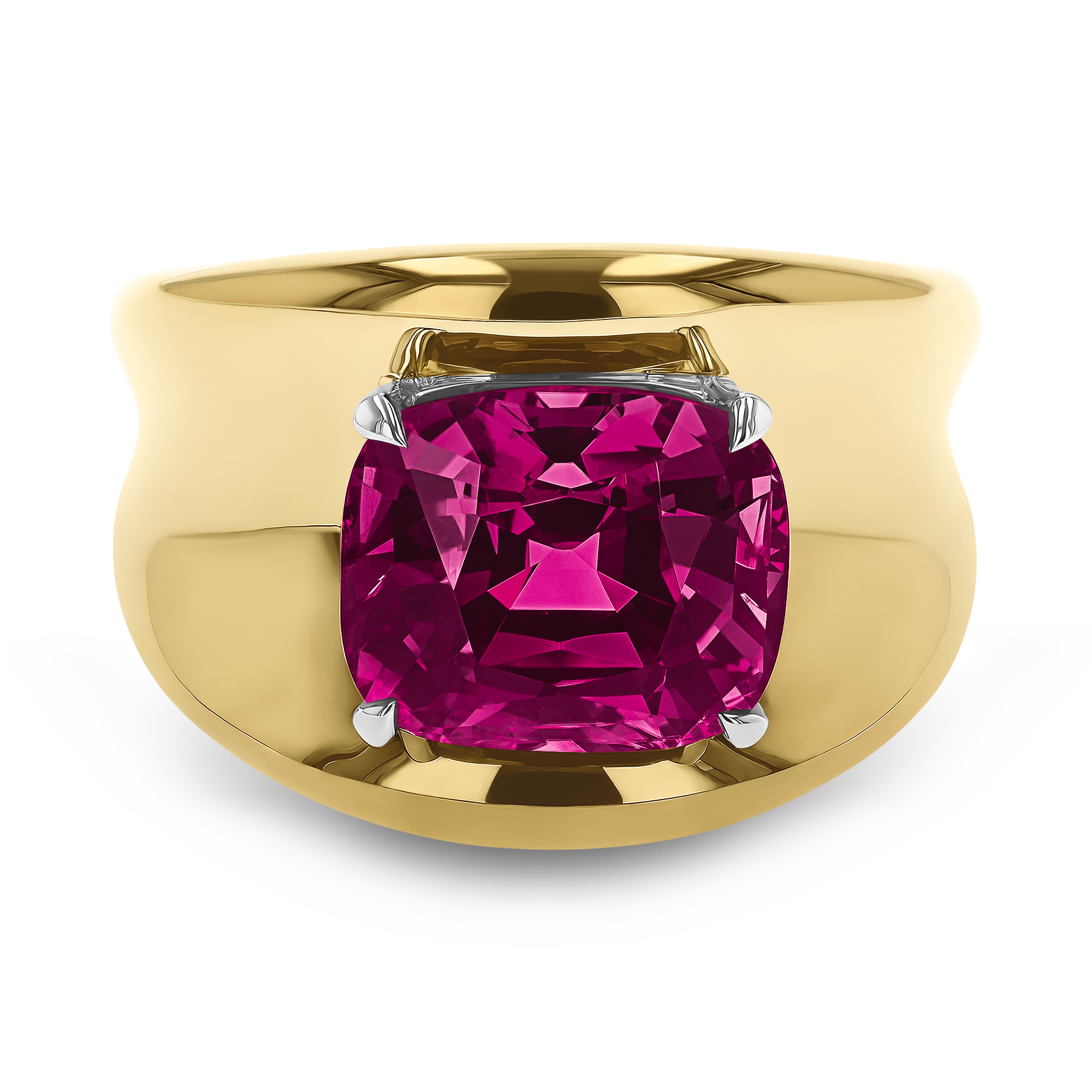 Cushion Cut 7.01ct Madagascan Pink Sapphire Bombe Ring Cushion modern cut, Claw set_2