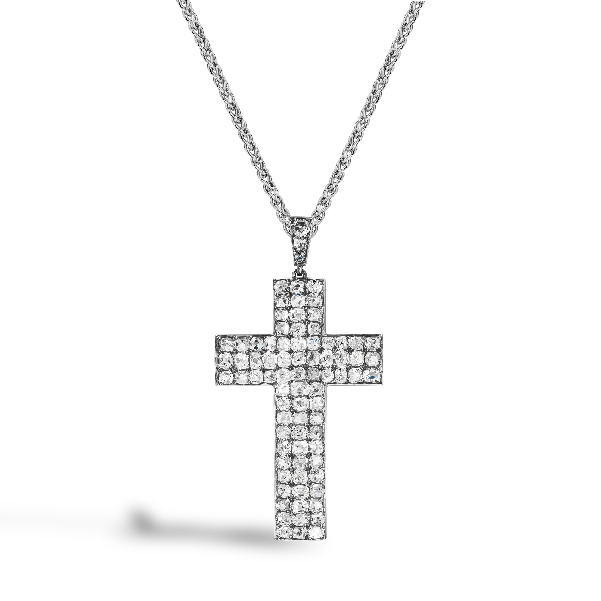 Belle Epoque Diamond Cross Pendant Old Cut, Grain Set_1