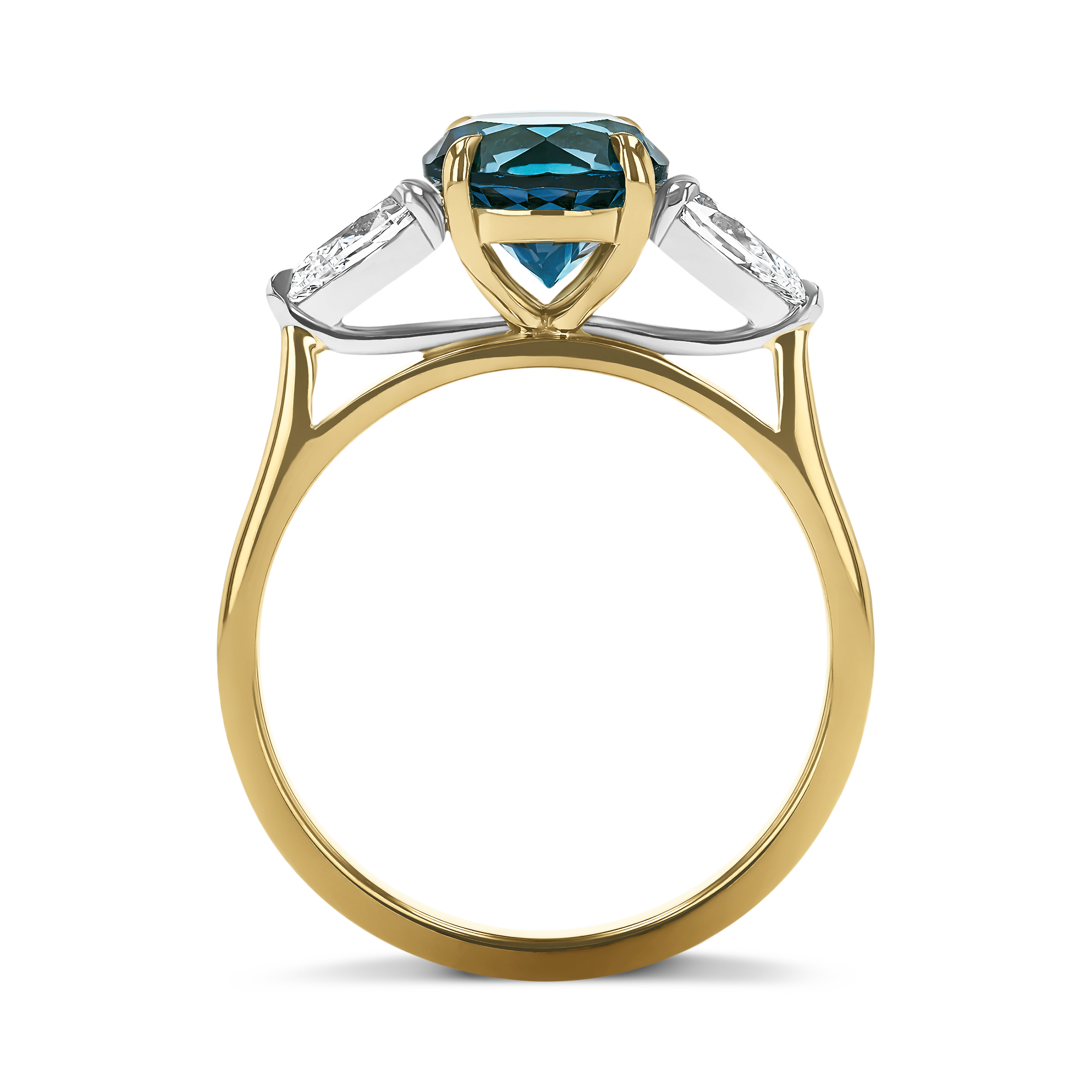 Brilliant Cut 1.66ct Namibian Indicolite Tourmaline and Diamond Ring Brilliant cut, Claw set_3