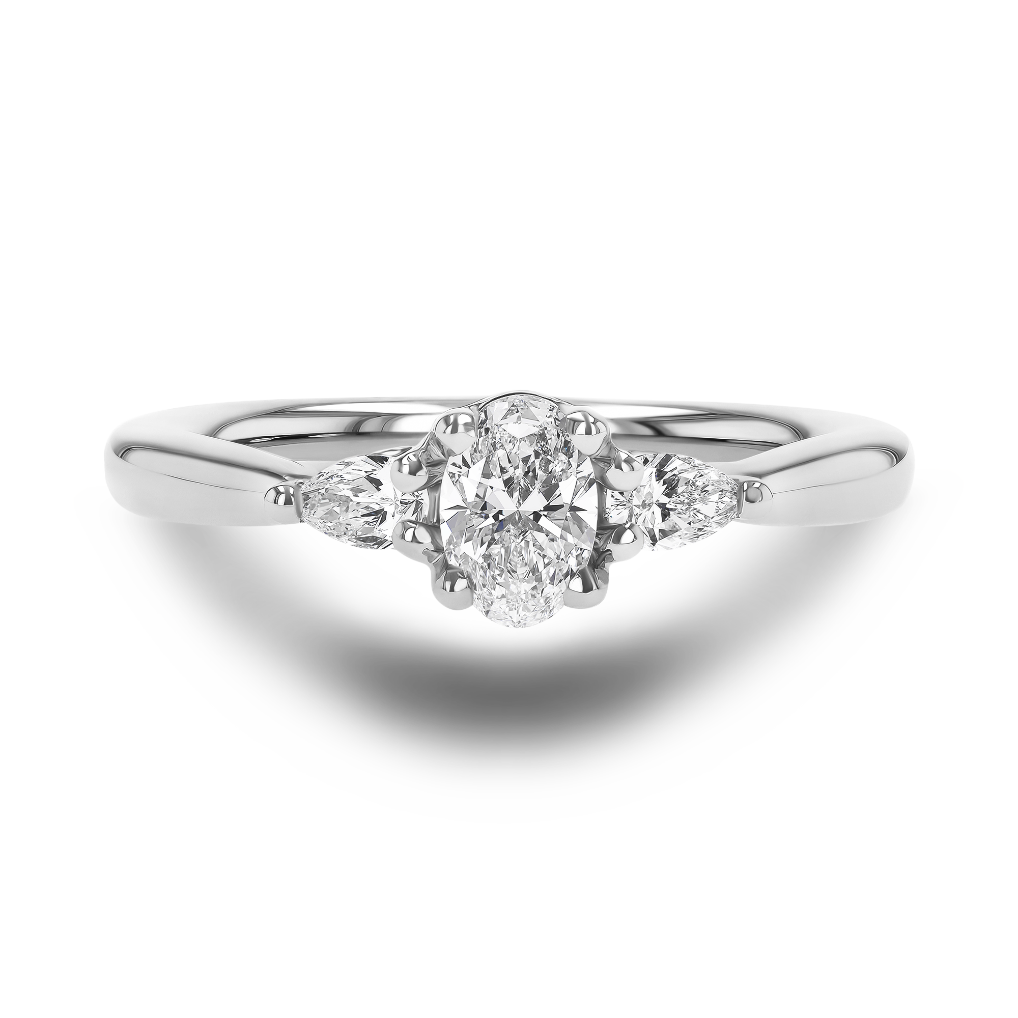 Oval and Pearshaped Three Stone Diamond Ring Oval Cut, Four Claw Set_2