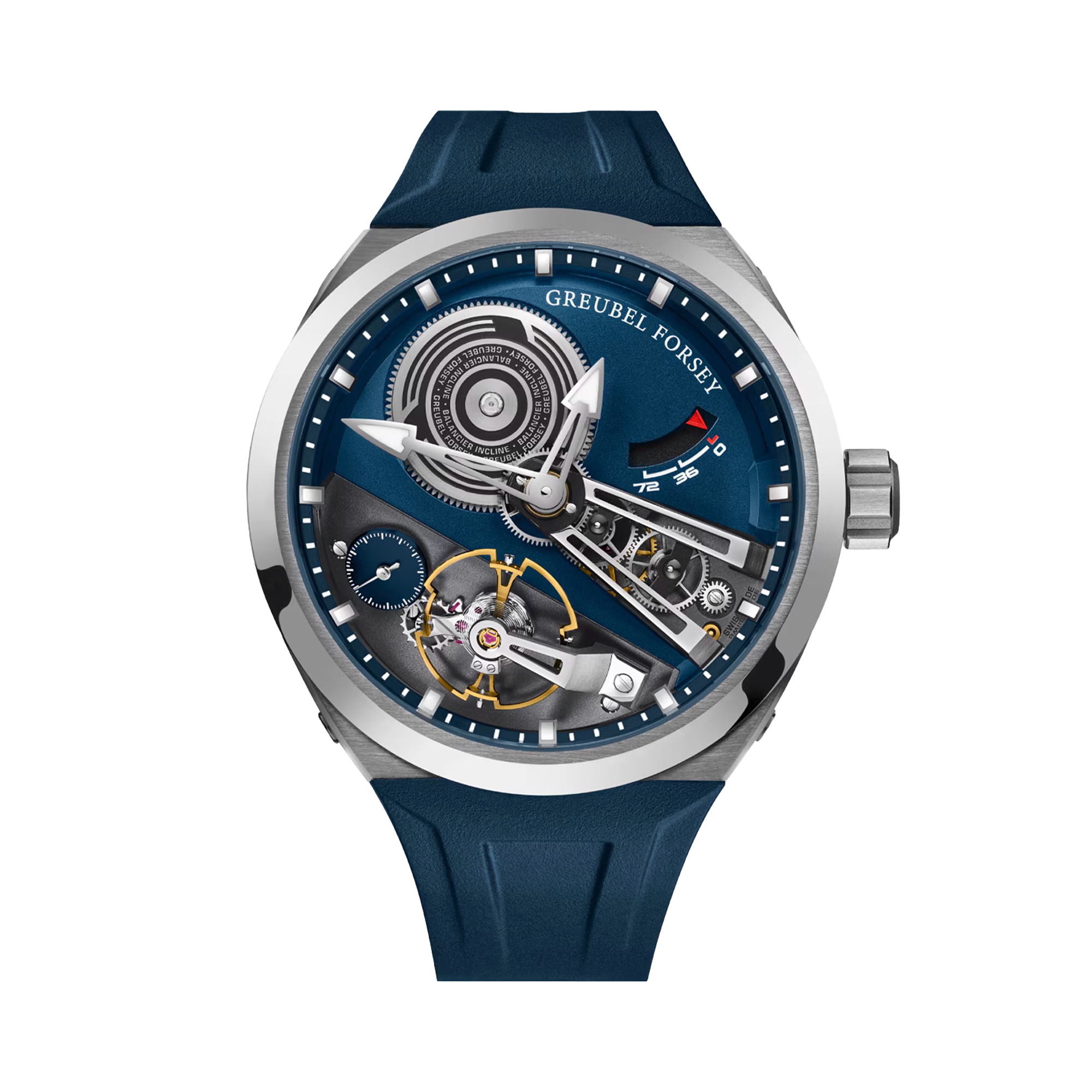 Gruebel Forsey Balancier Convexe S2 41.5mm, Blue Dial, Baton Numerals_1