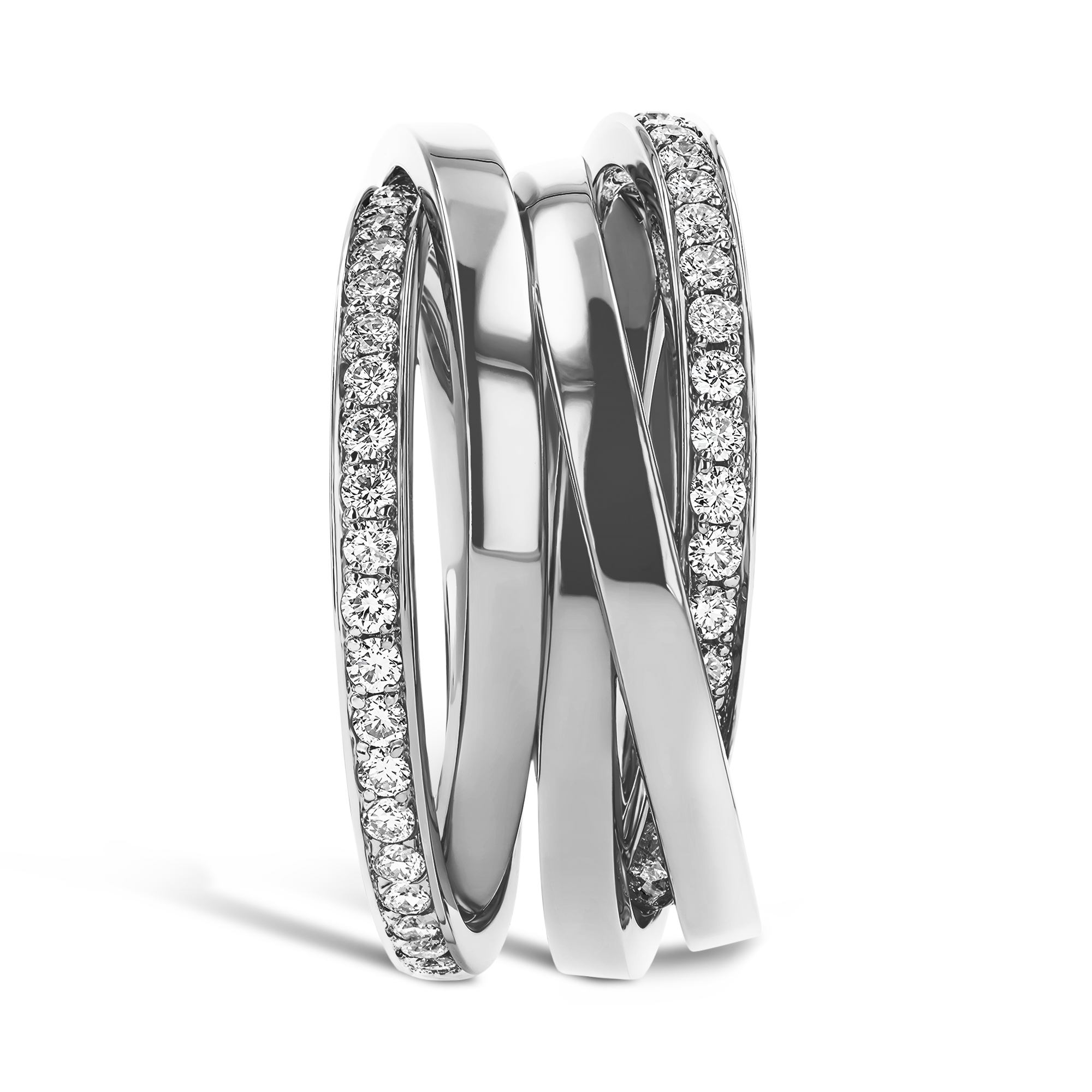 Trilogy Multi-Row Diamond Ring Brilliant Cut, Multi-Row, Grain Set_4