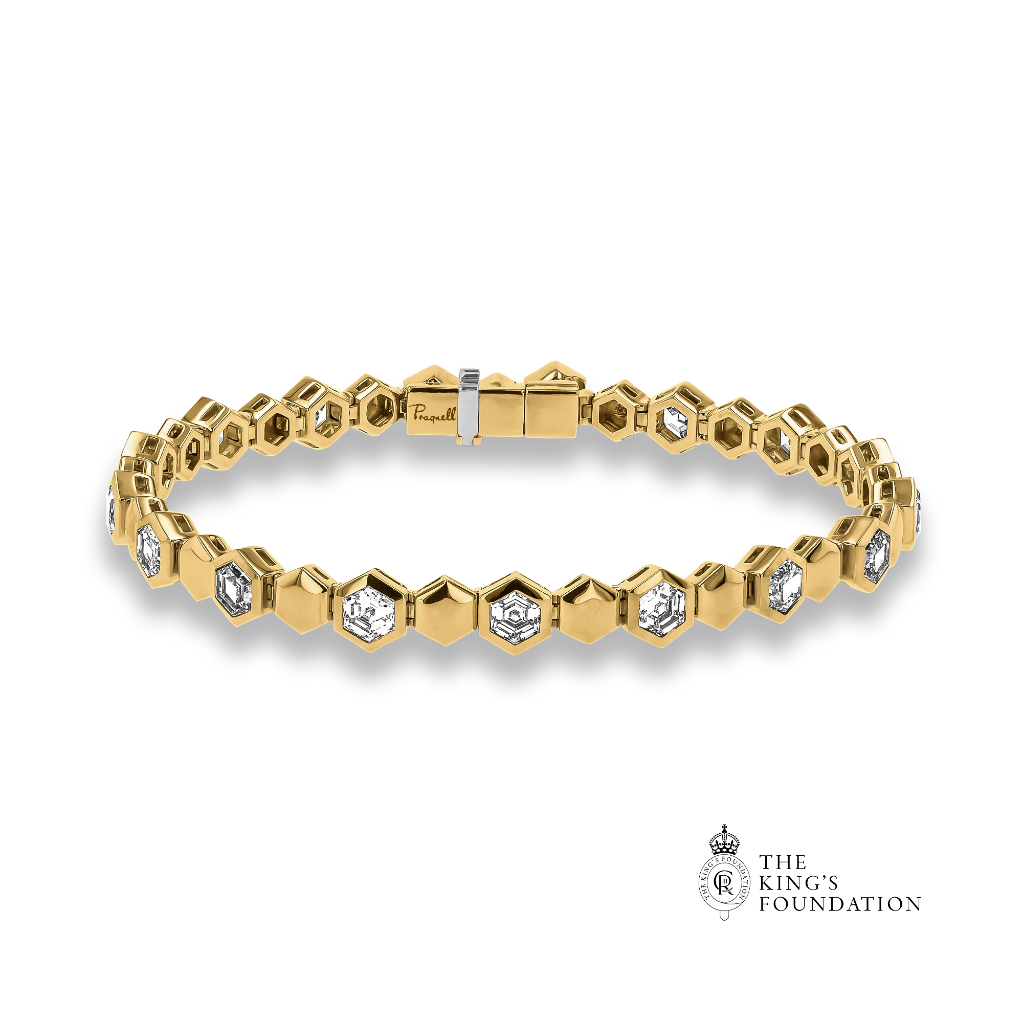 Honeycomb 3.72ct Diamond Bracelet Hexagonal Cut, Rubover Set_1