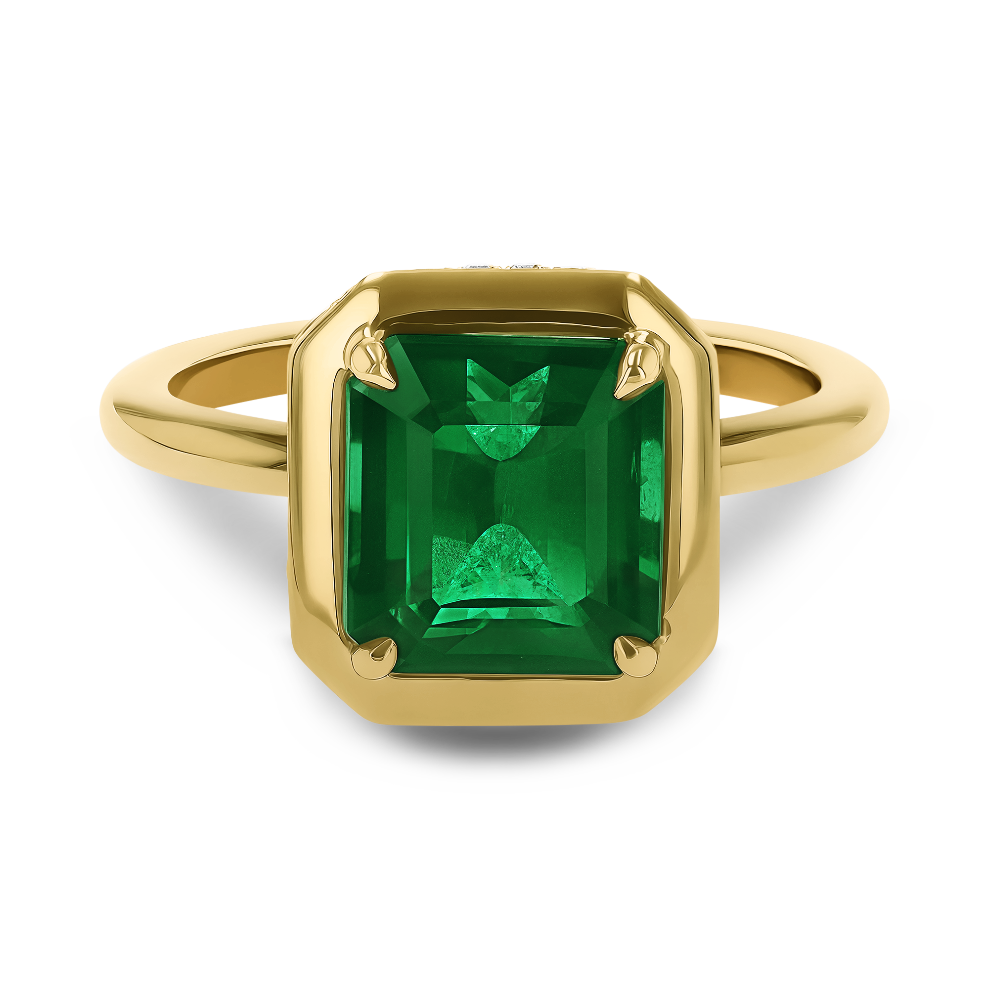 Skimming Stone 2.94ct Emerald and Diamond Solitaire Ring Octagon Cut, Claw Set_2