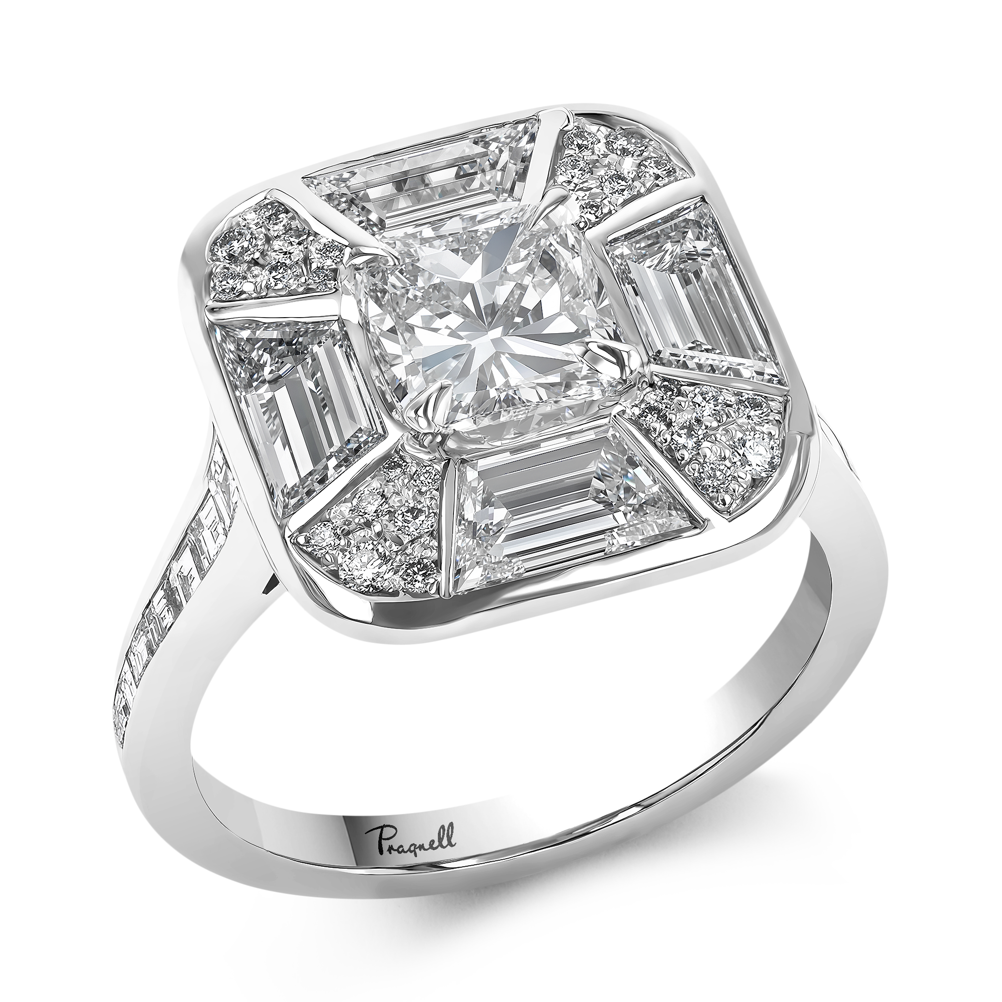 Coronation Setting Cushion Cut Diamond Ring Cushion Cut, Four Claw Set_1