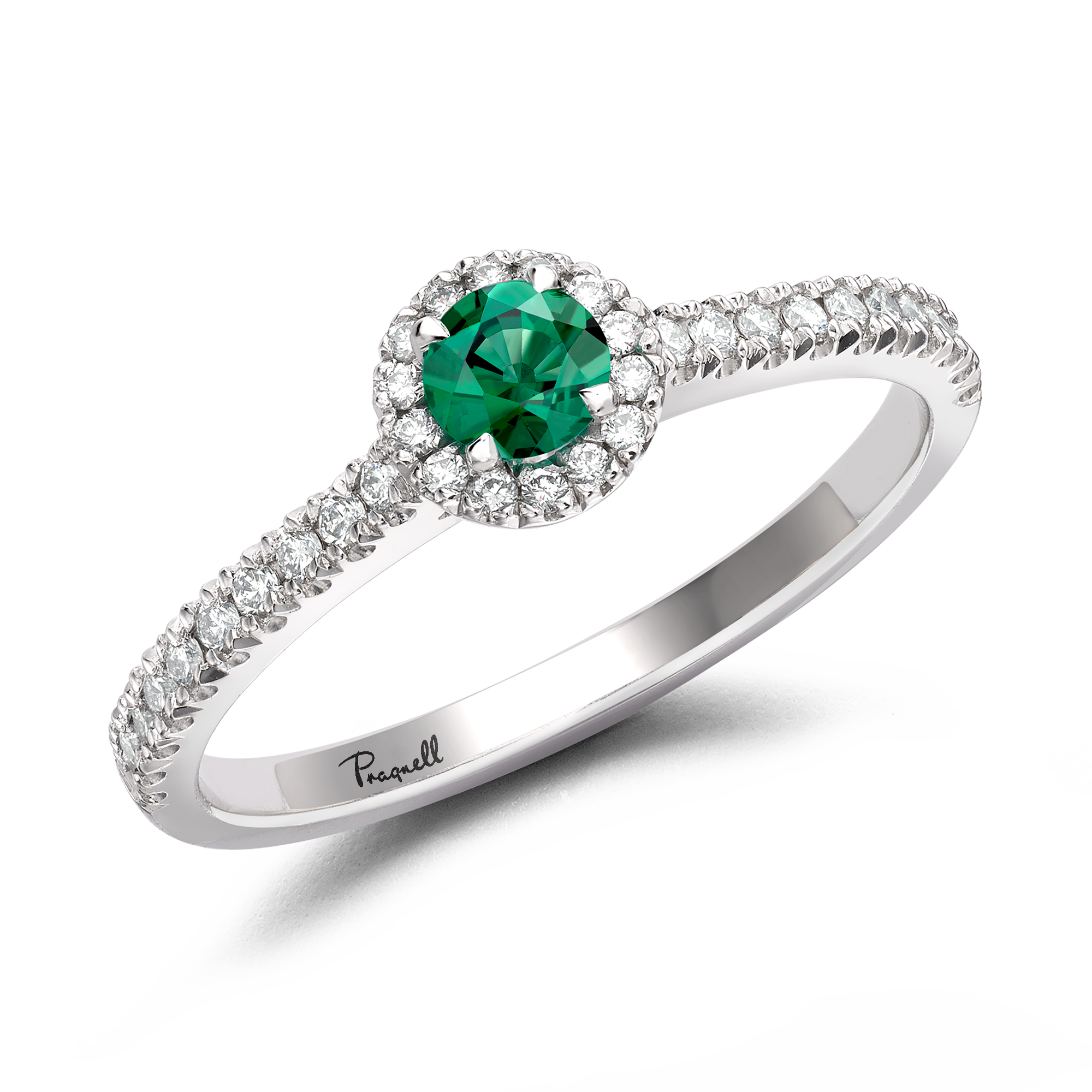 Celestial 0.25ct Emerald and Diamond Cluster Ring Brilliant cut, Claw set_1