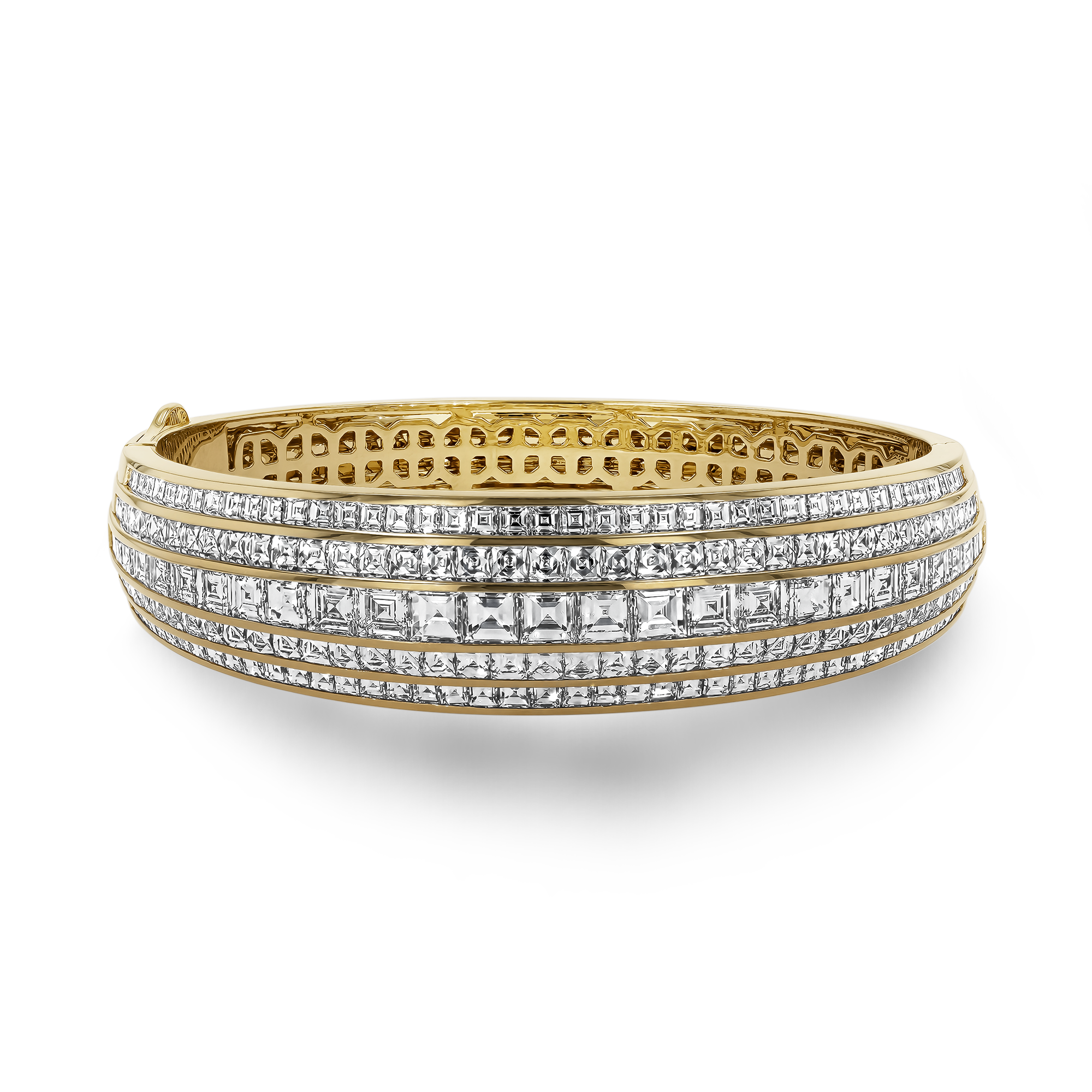 Manhattan five row Diamond bangle Carre Cut, Channel Set_2