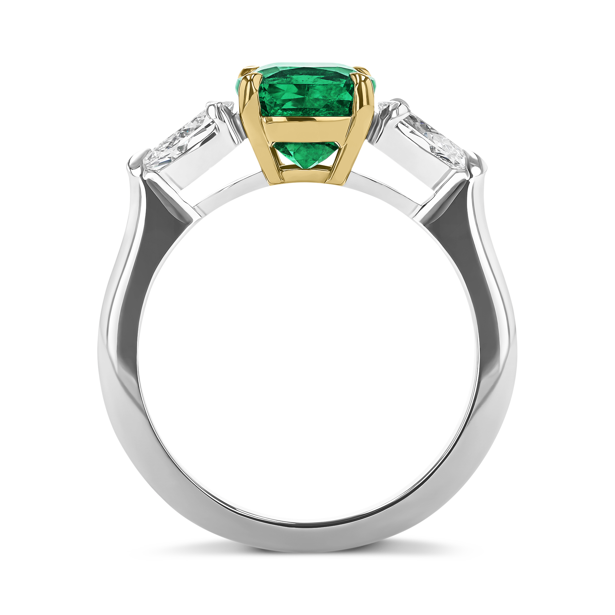 Cushion Cut 1.85ct Zambian Emerald and Diamond Ring Cushion Modern & Pear Cut, Claw Set_3