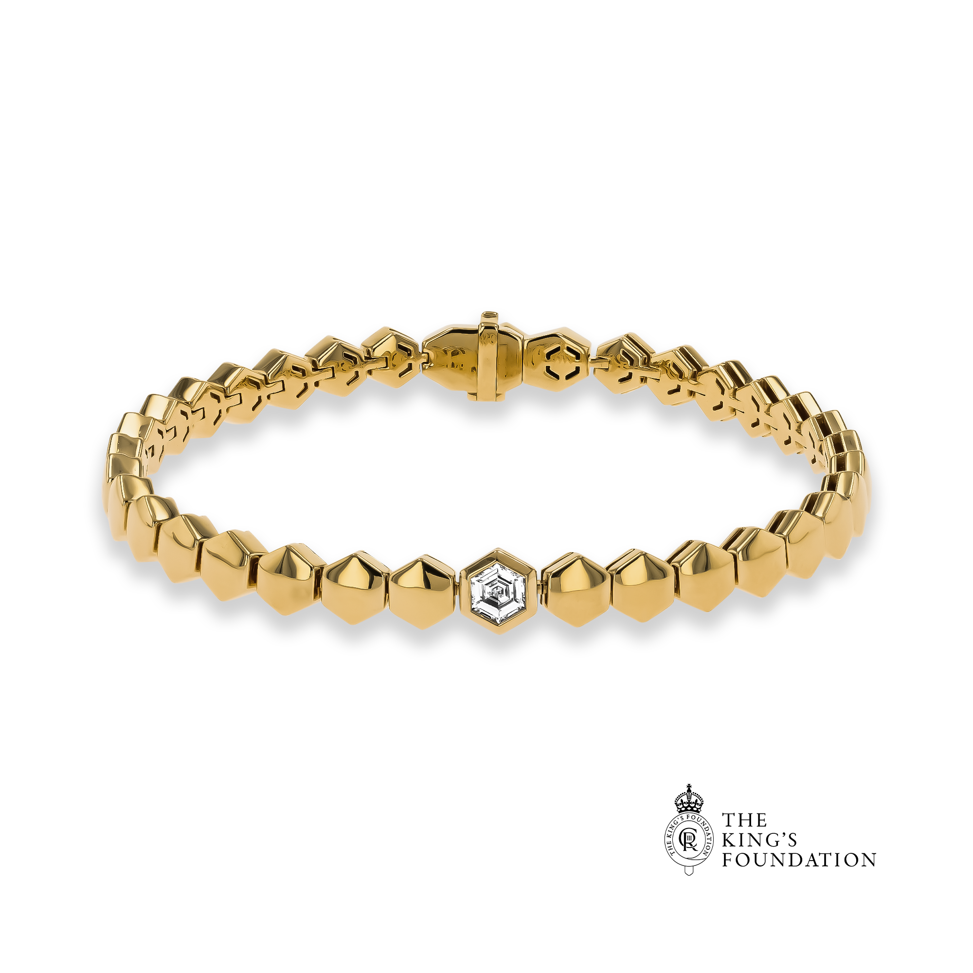 Honeycomb 0.31ct Diamond Bracelet Hexagonal Cut, Rubover Set_1