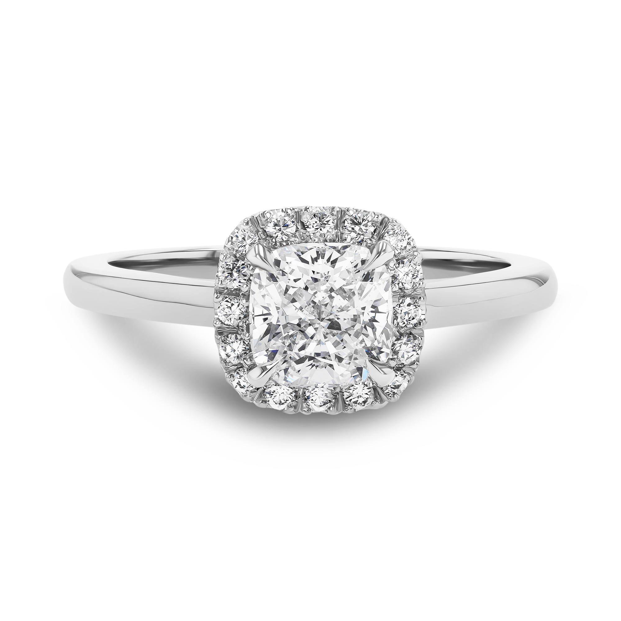 Cushion Cut 1.01ct Diamond Cluster Ring Cushion modern cut, Claw set_2