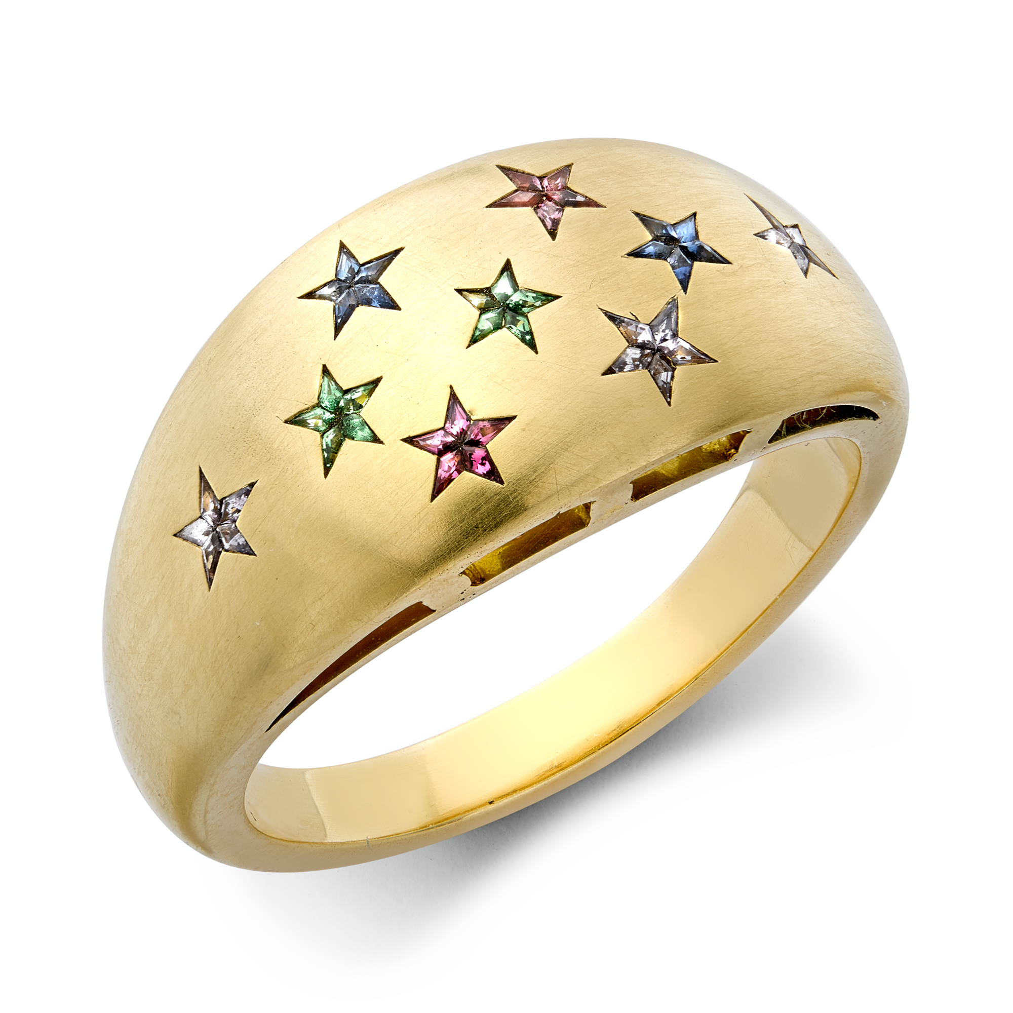 RockStar Multi Gemstone Bombe Ring Kite Cut_1