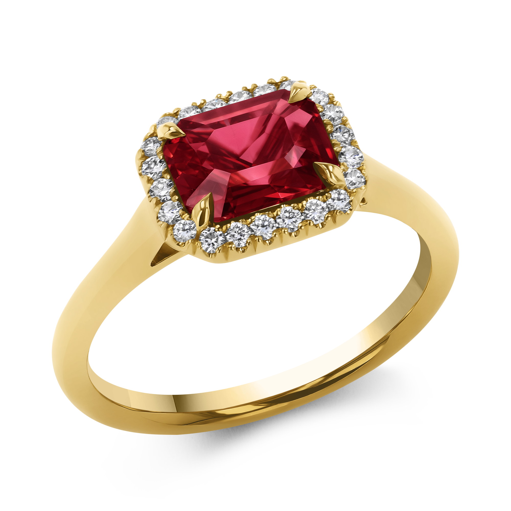 Octagon Cut 1.49ct Mozambique Ruby and Diamond Ring Octagon Cut, Claw Set_1