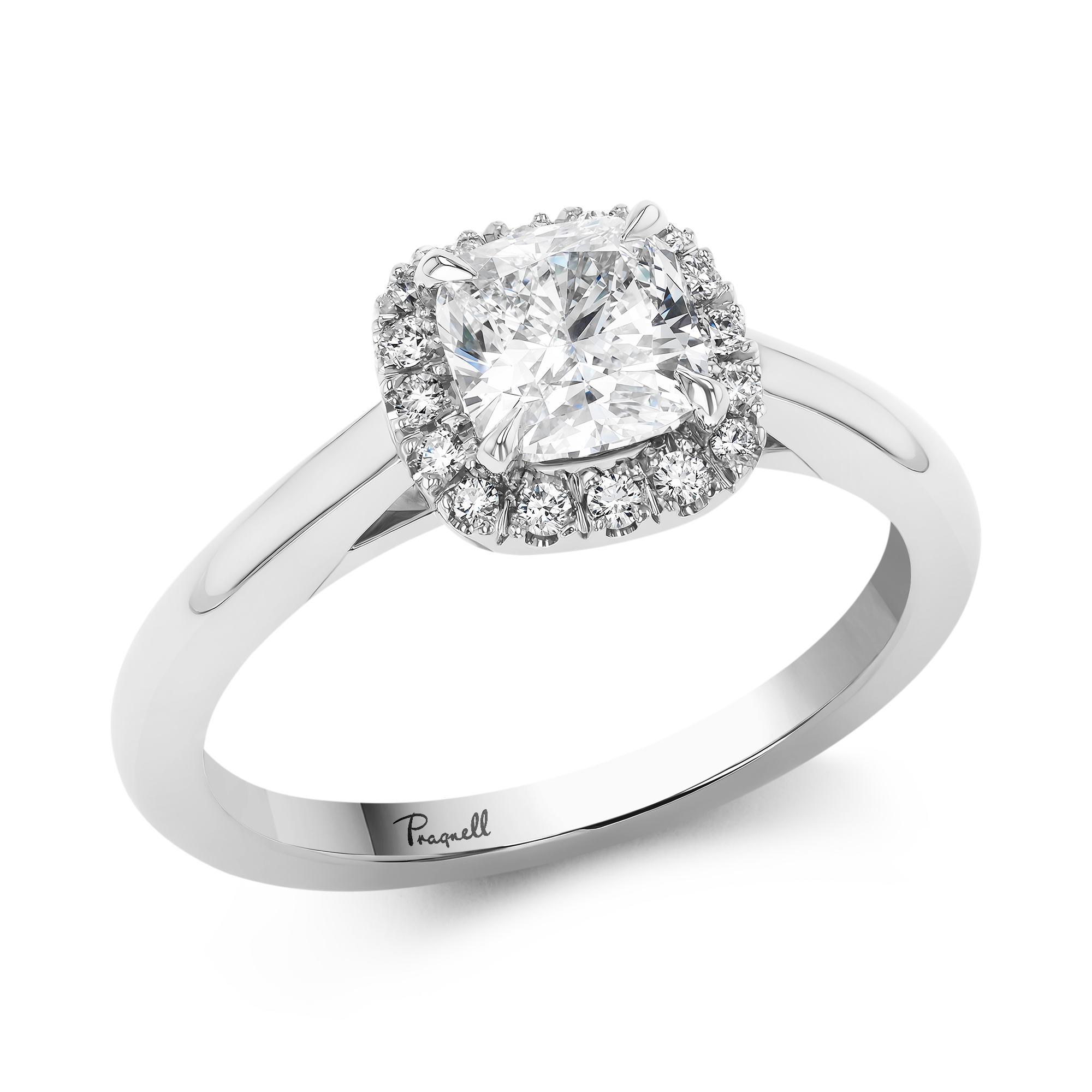 Cushion Cut 1.01ct Diamond Cluster Ring Cushion modern cut, Claw set_1