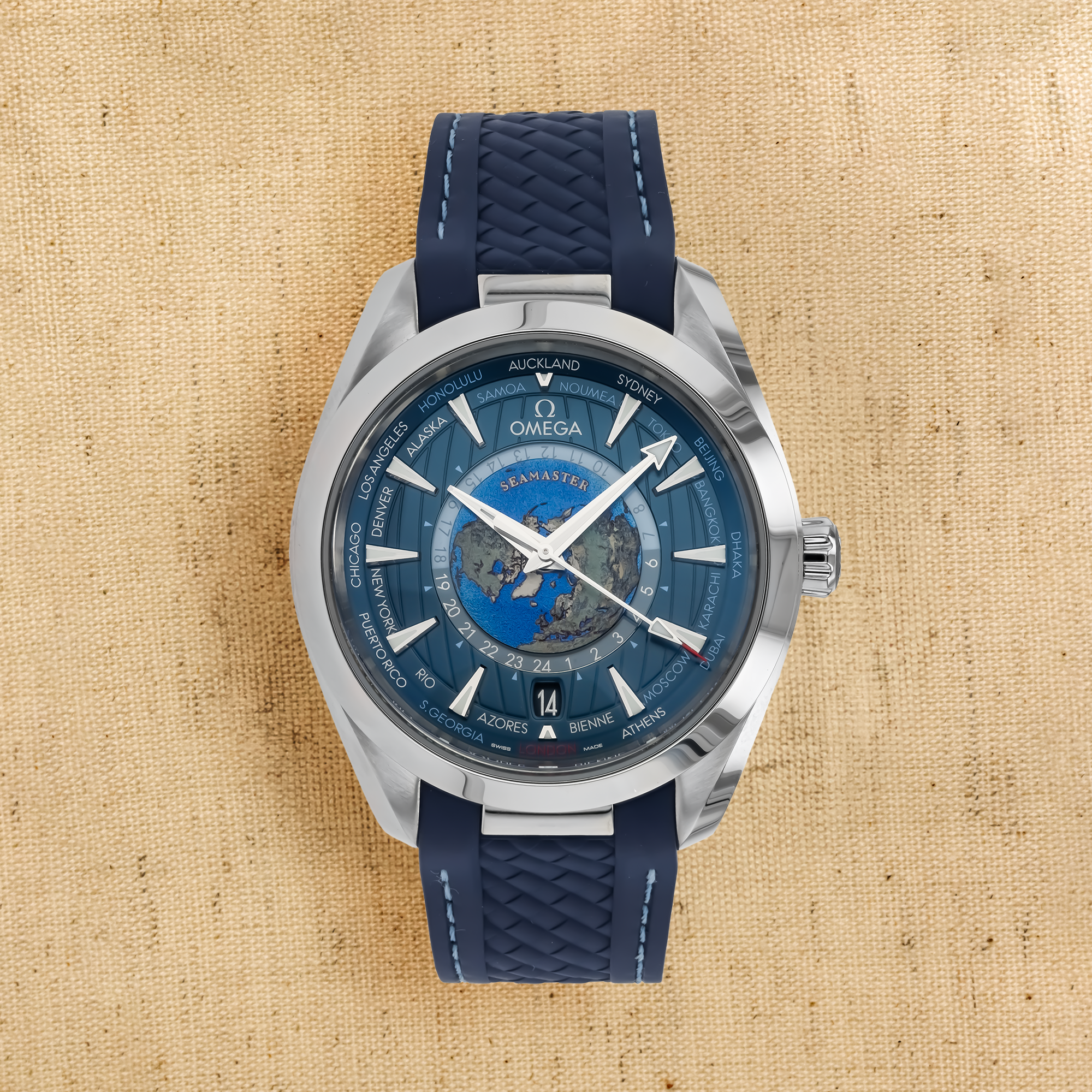 Omega aqua terra 2025 gmt blue