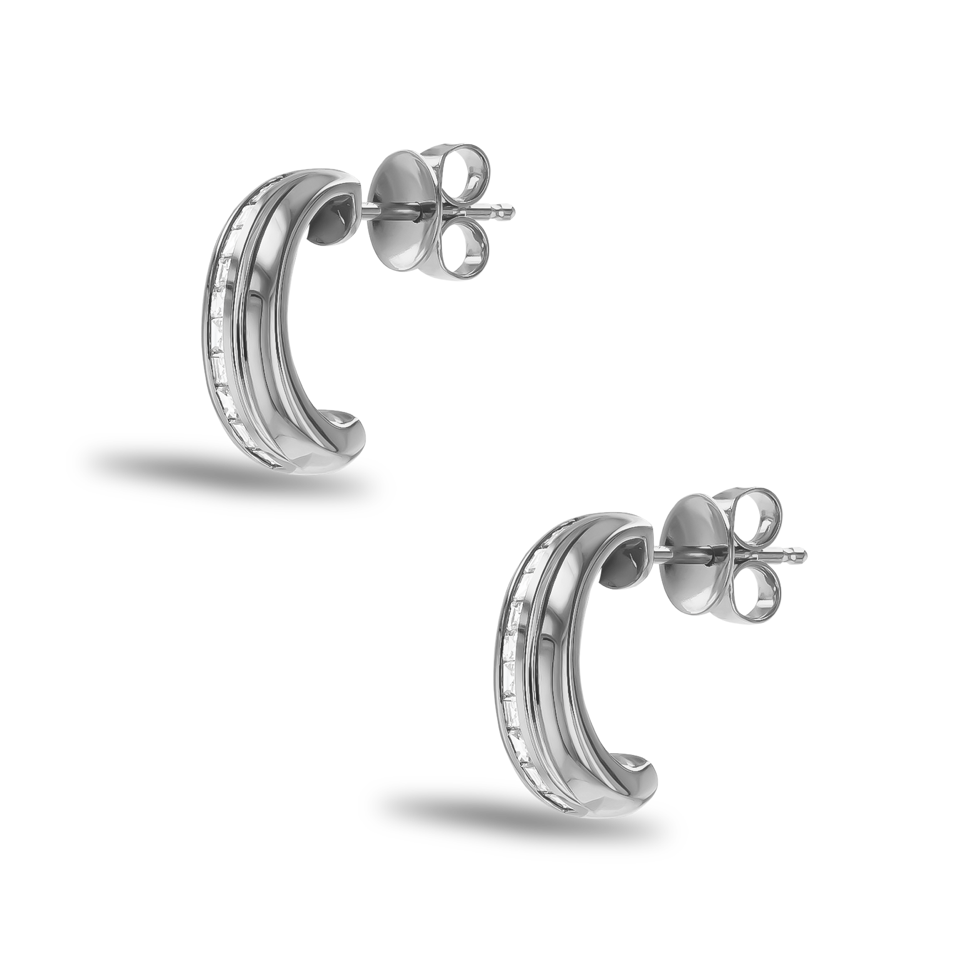 Manhattan 0.49ct Single Row Diamond Huggie Earrings Carre Cut, Channel Set_2