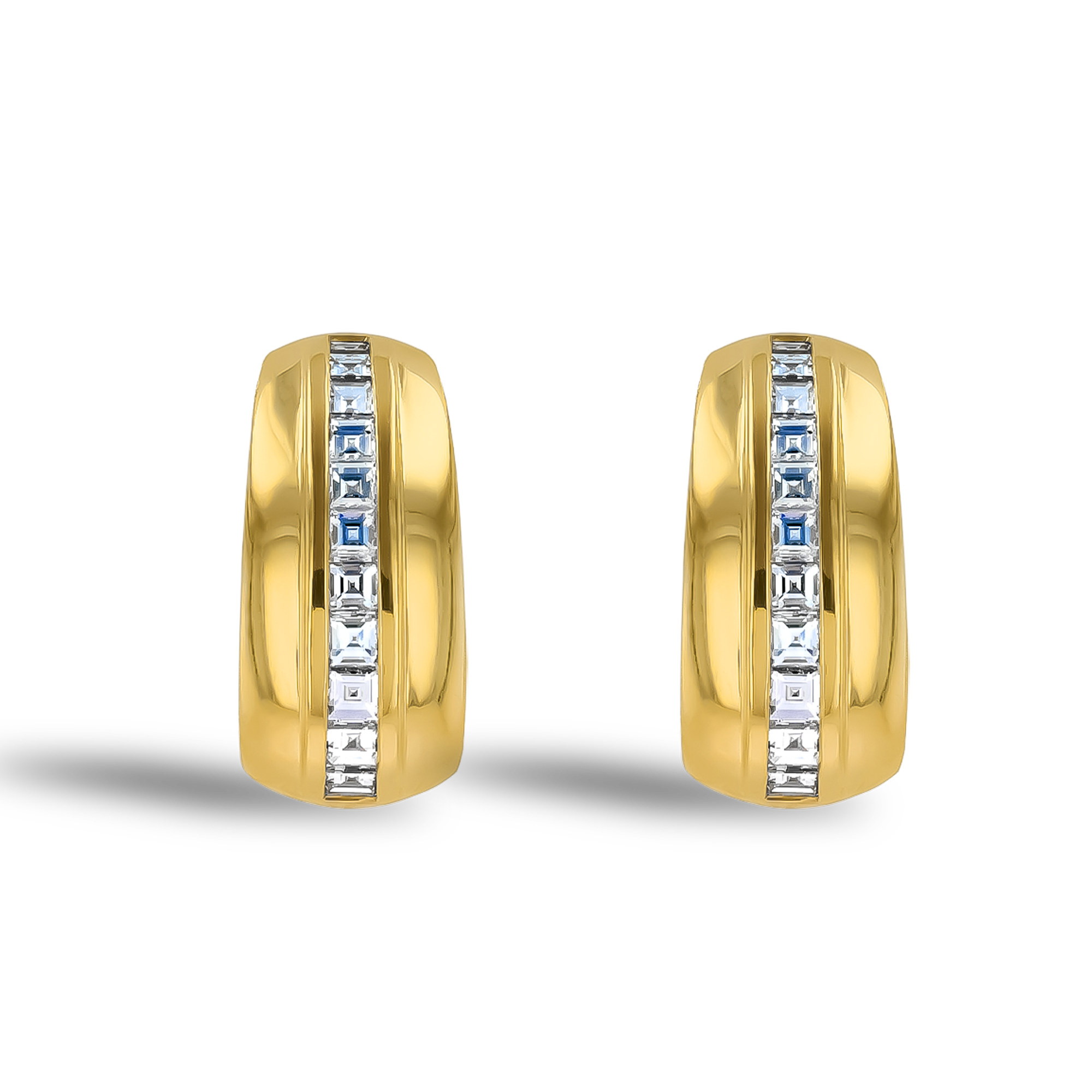 Manhattan 0.49ct Single Row Diamond Huggie Earrings Carre Cut, Channel Set_1