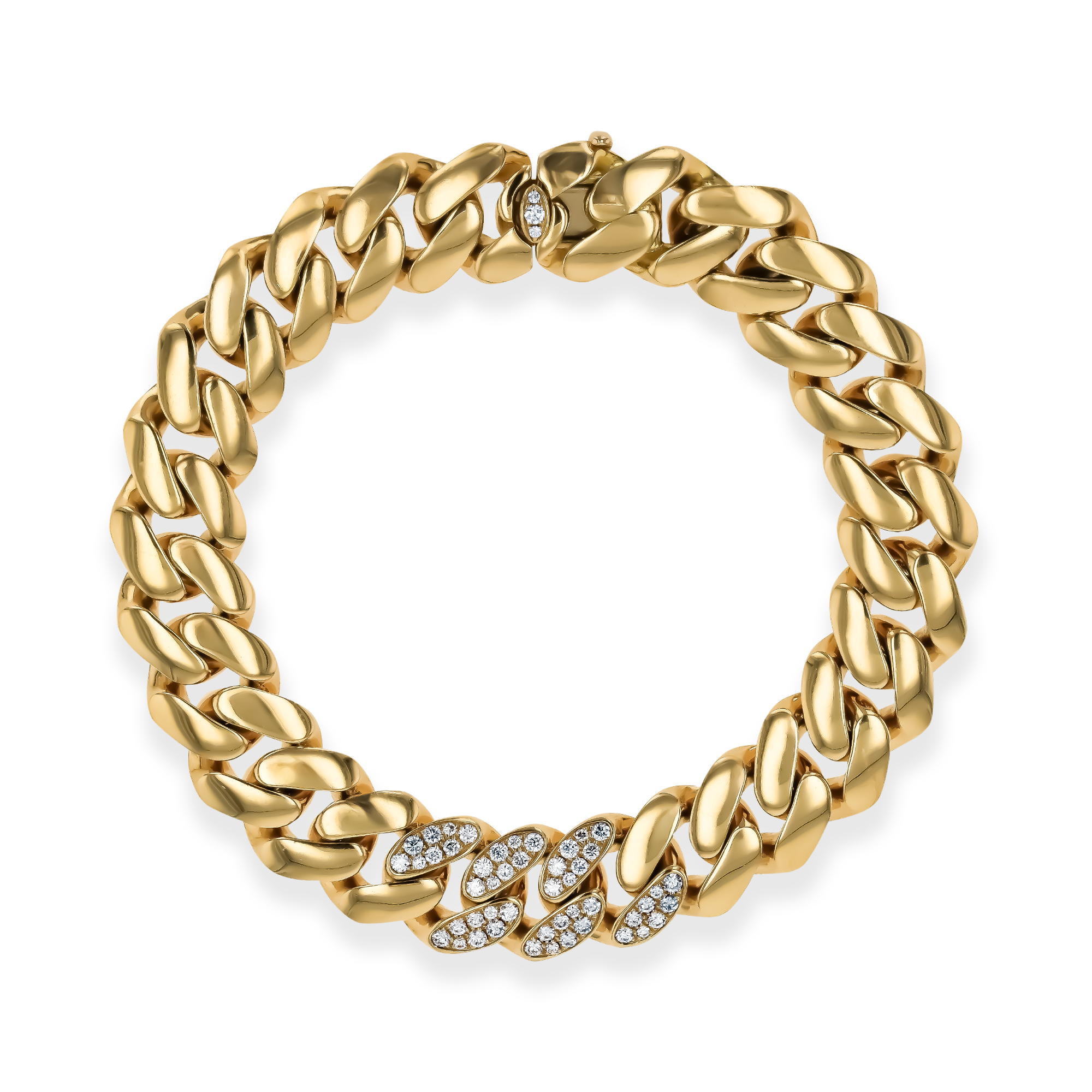 Fusion Polished Curb Link Bracelet (21cm) in 18ct Yellow Gold ...