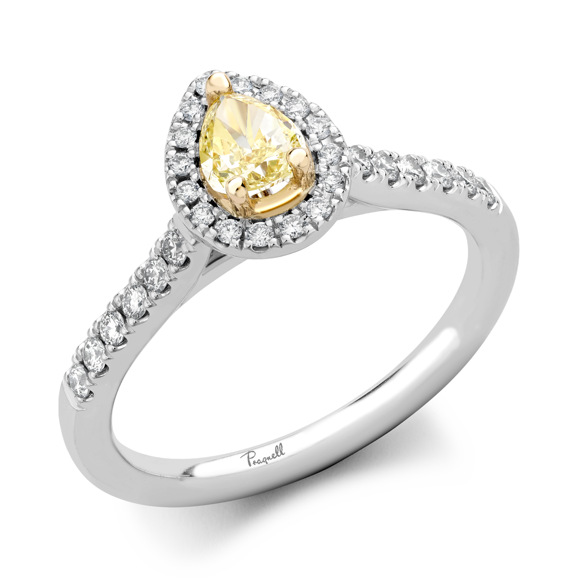 Celestial 0.36ct Fancy Light Yellow-Green Diamond Cluster Ring Pear & Brilliant Cut, Claw Set_1