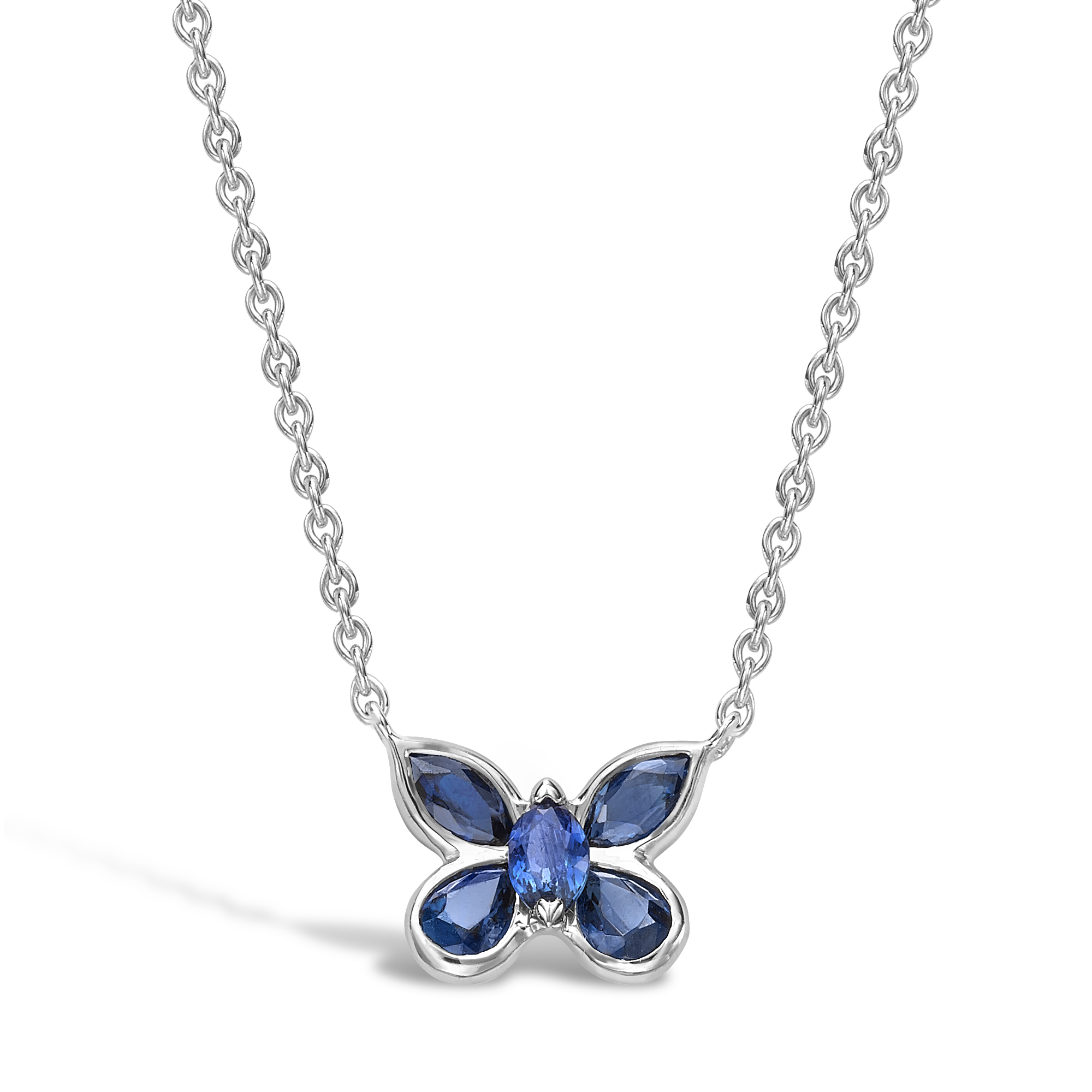 Butterfly Blue Sapphire Pendant Pear and Marquise Cut, Rubover Set_1