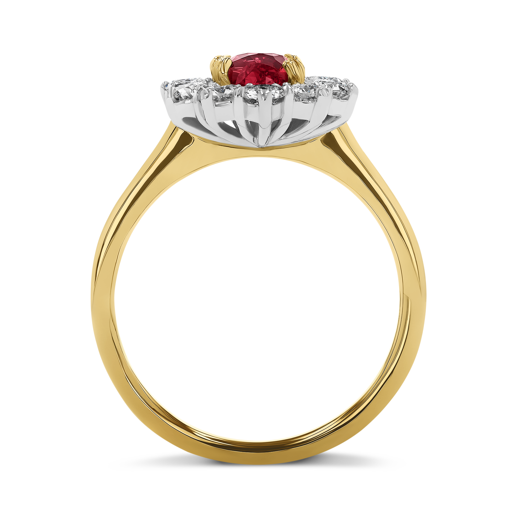 Cushion Cut 1.15ct Mozambique Ruby and Diamond Cluster Ring Cushion modern cut, Claw set_3