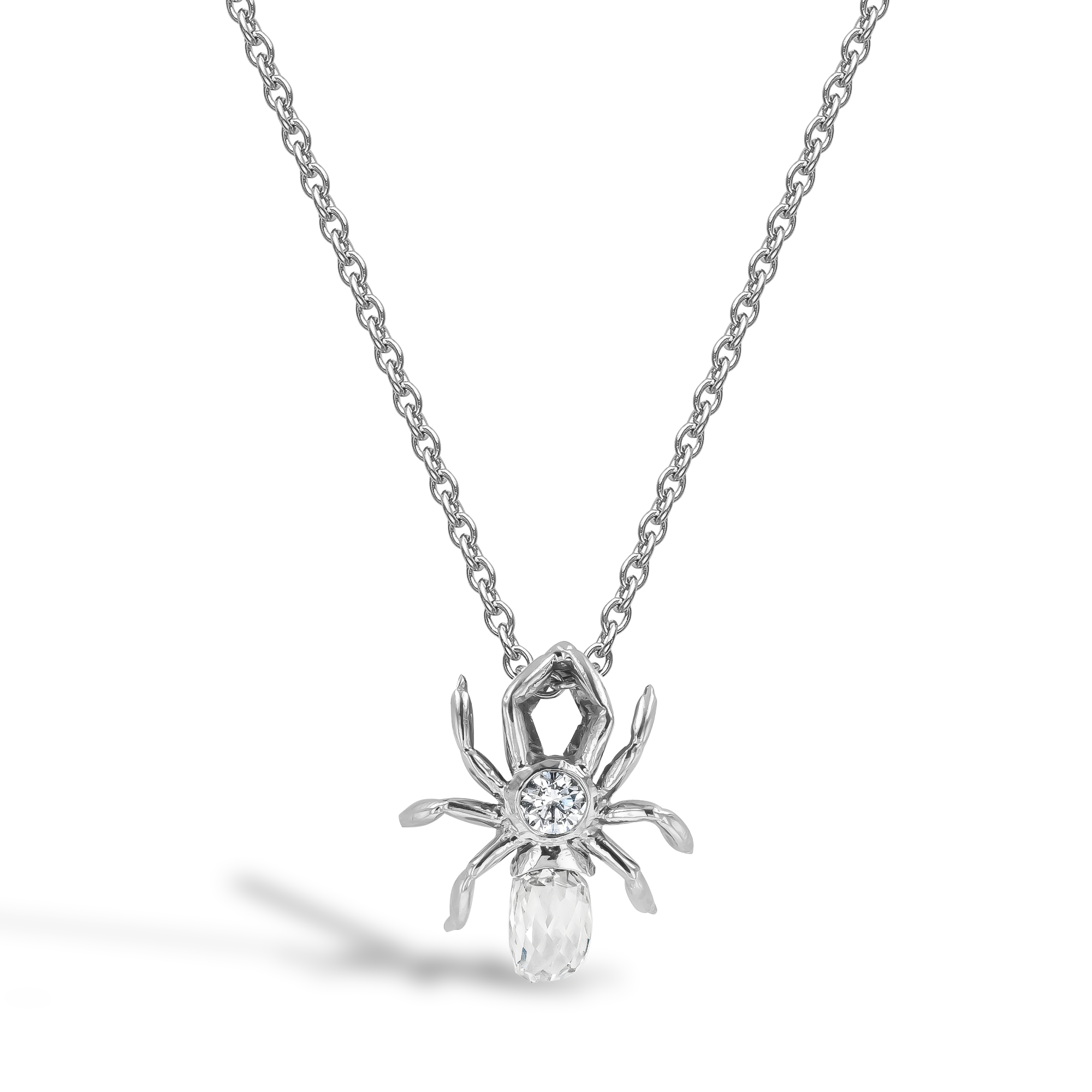 Briolette Cut 0.46ct Diamond Spider Pendant in Platinum Briolette Cut, Claw Set_1