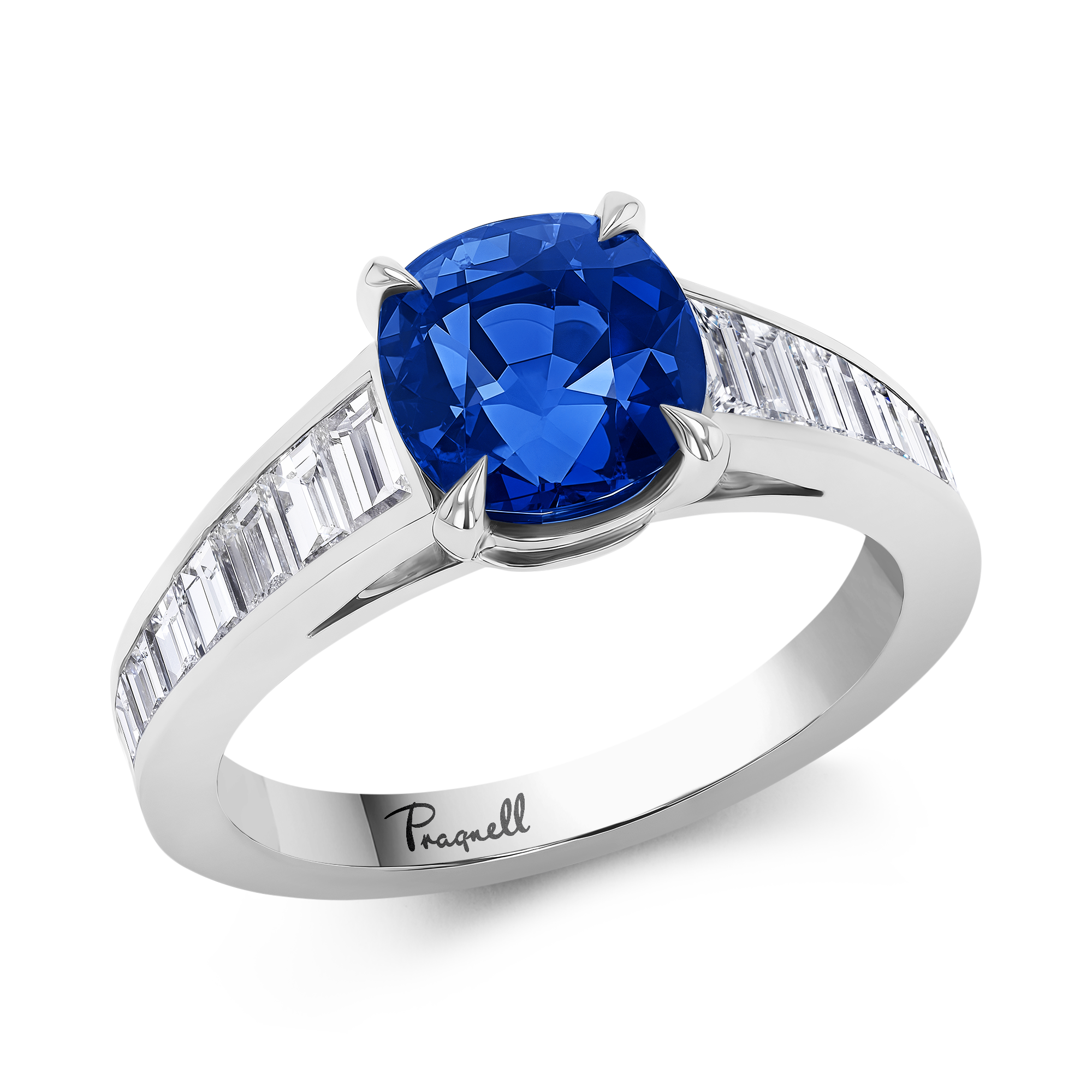 Masterpiece 2.99ct Burmese Sapphire and Diamond Ring Cushion modern cut, Claw set_1