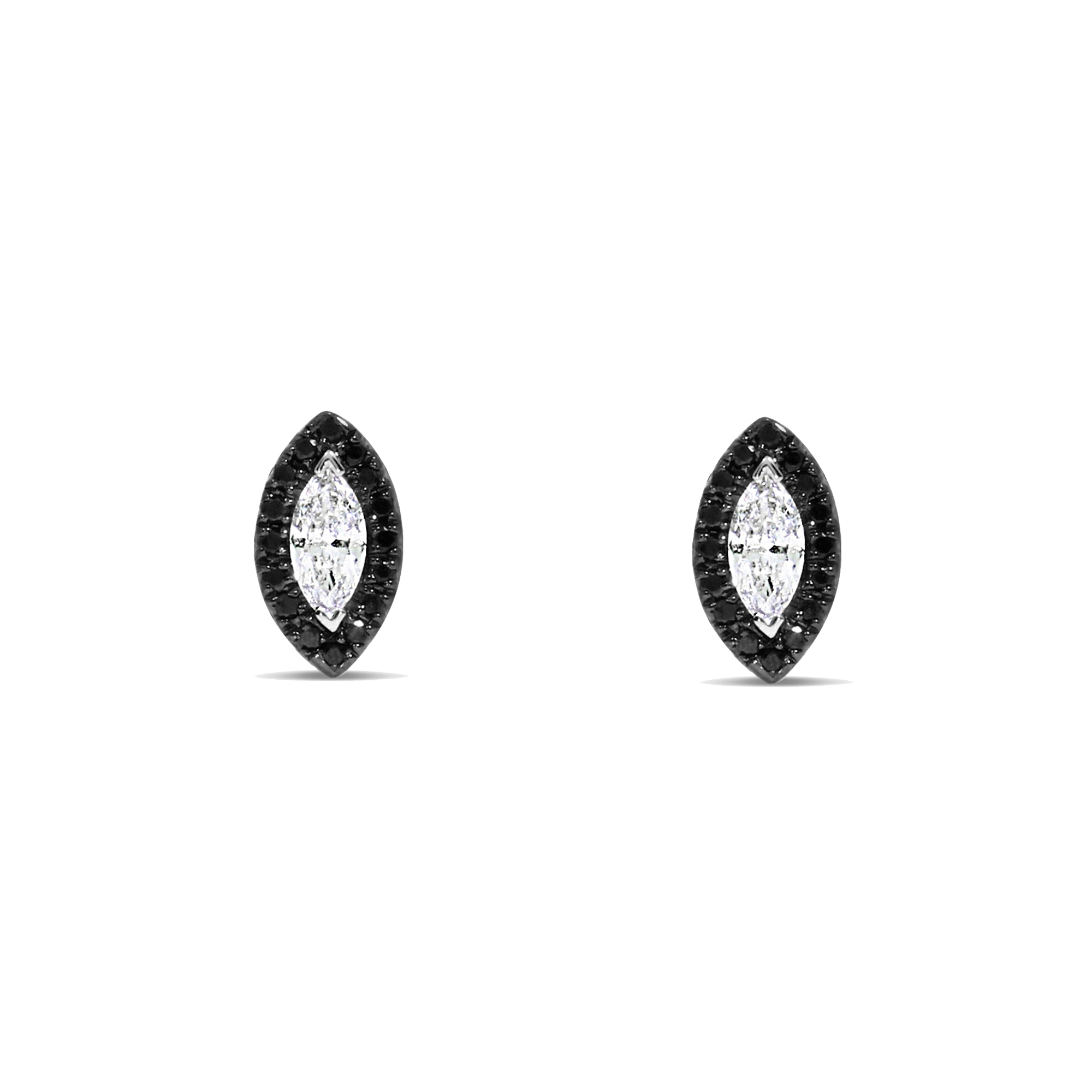 Marquise Cut Diamond Earrings with Black and White Diamonds Pear Cut, Channel Set_1