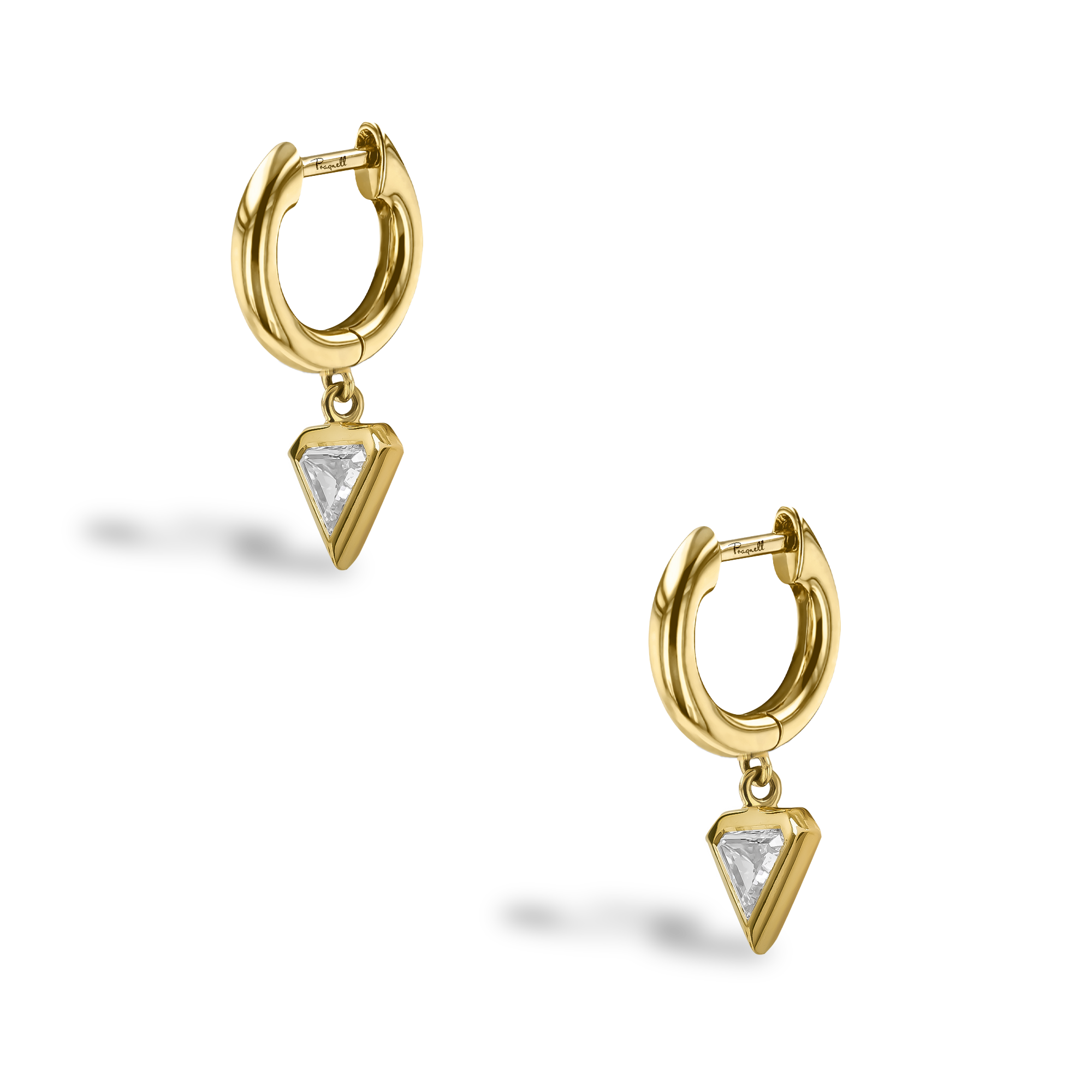 Shield Cut 0.38ct Diamond Drop Earrings Shield Cut, Rubover Set_3