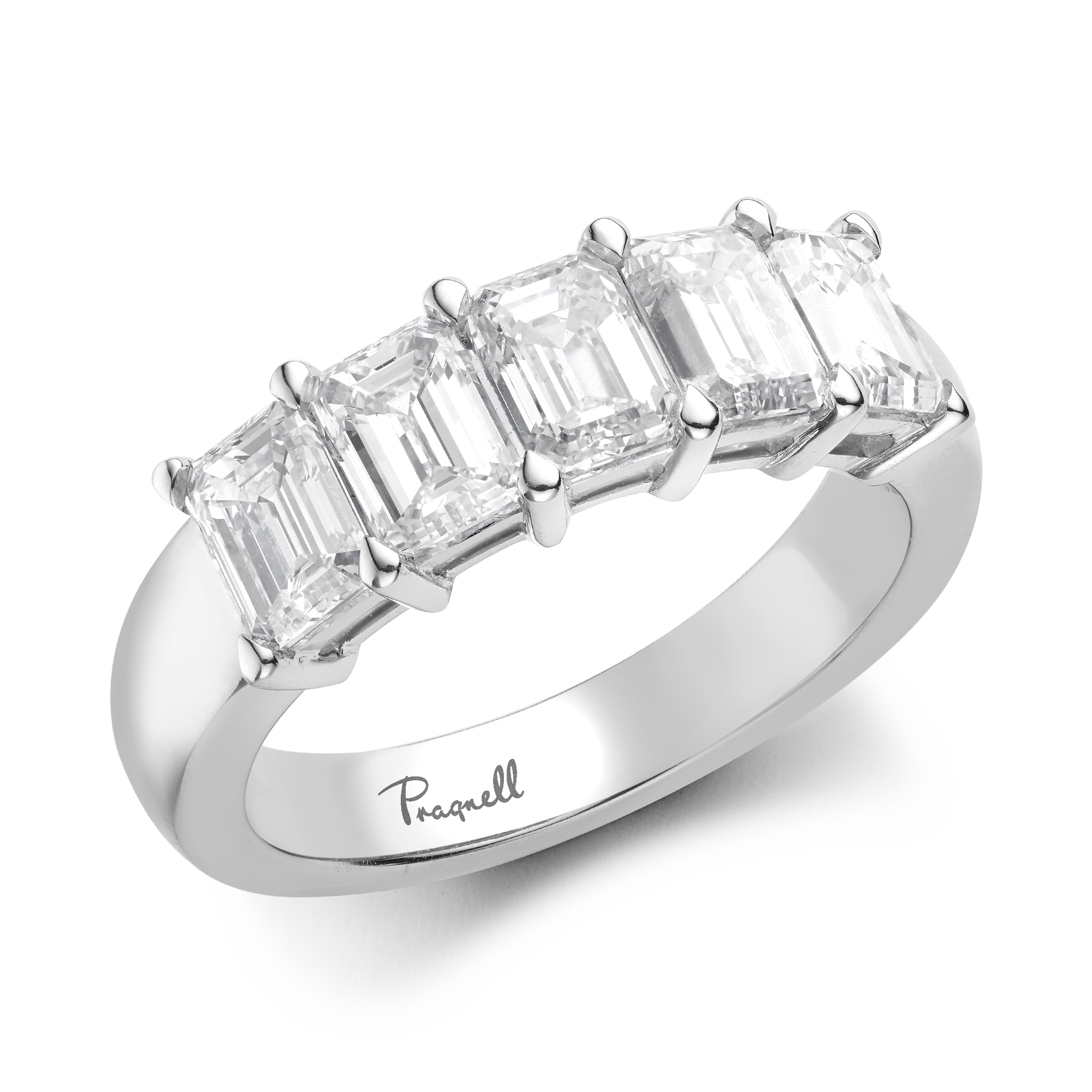 Five Stone Diamond Ring Emerald Cut, Claw Set_1