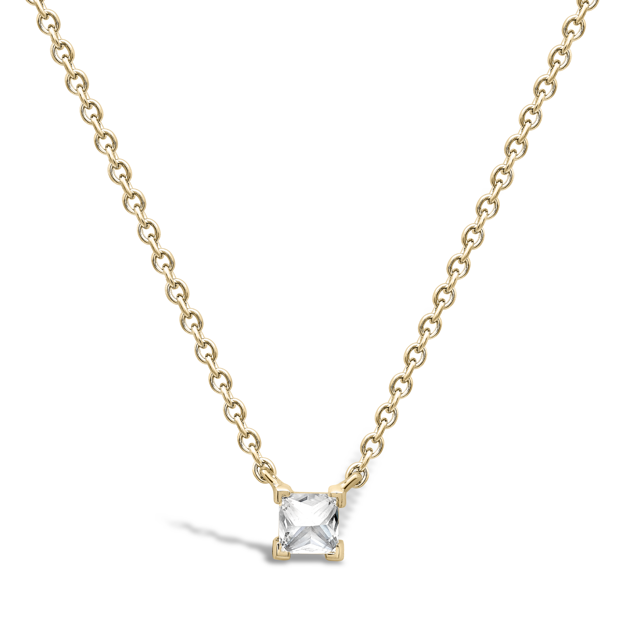 RockChic Diamond Solitaire Necklace Princess Cut, Claw Set_1