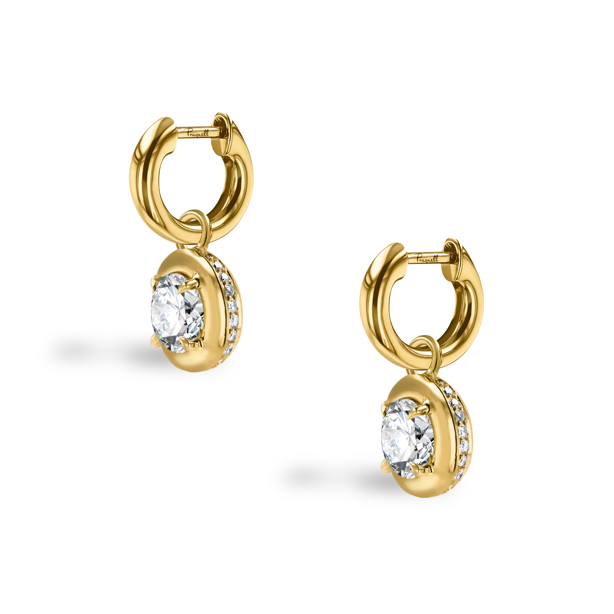 Skimming Stone 1.52ct Botswana Diamond Drop Hoop Earrings Brilliant cut, Claw set_3