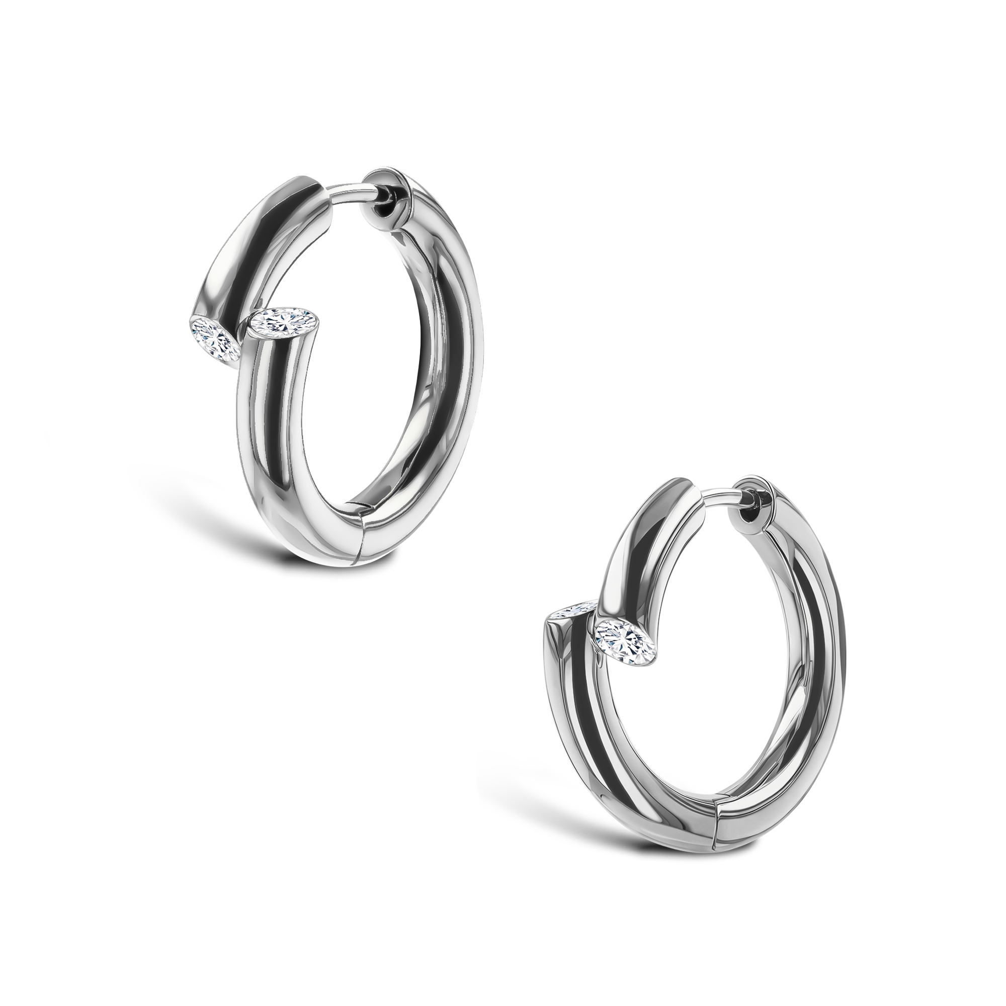 Eclipse 0.17ct Diamond Hoop Earrings Brilliant Cut, Rubover Set_3