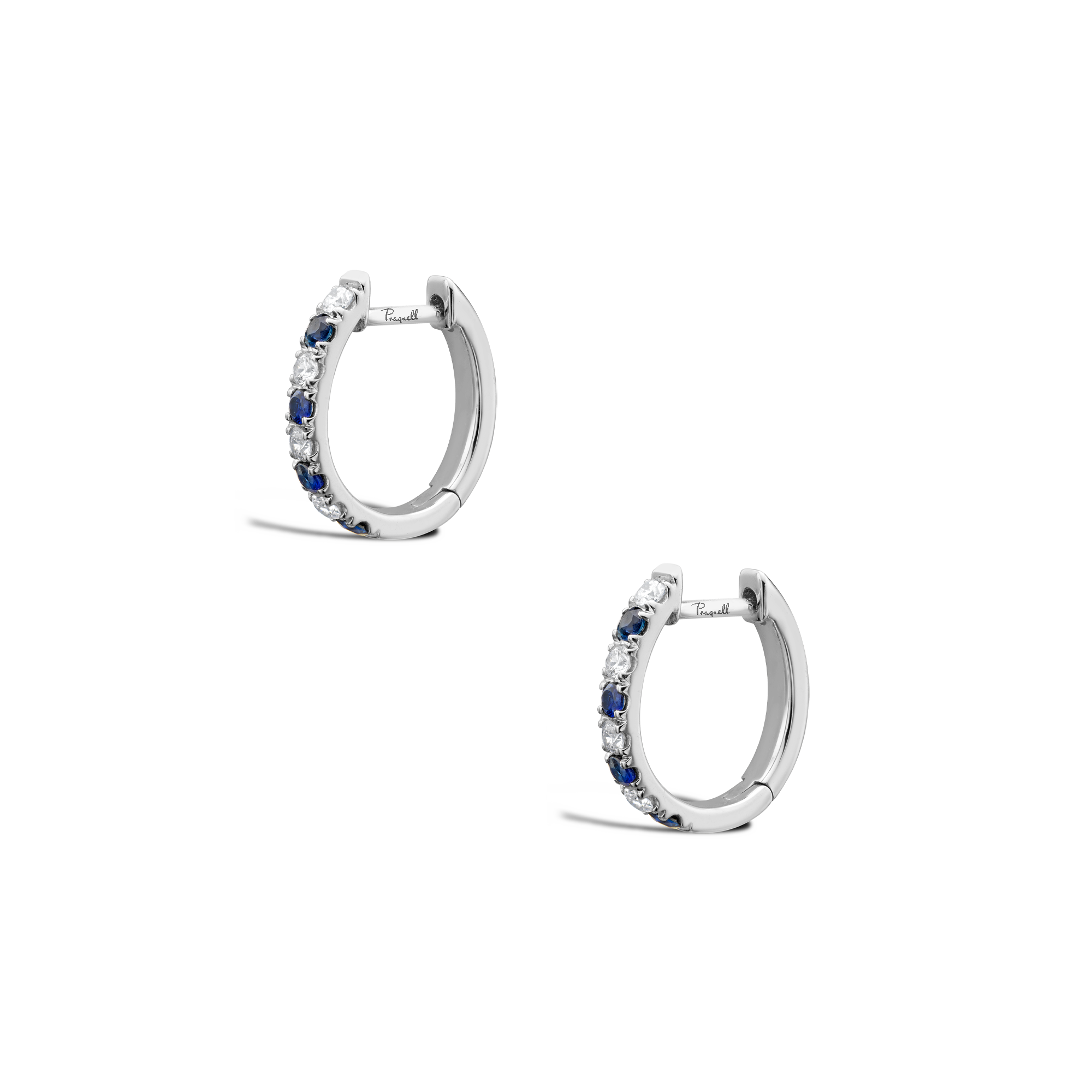 Sapphire & Diamond Half Hoop Earrings Brilliant cut, Claw set_3