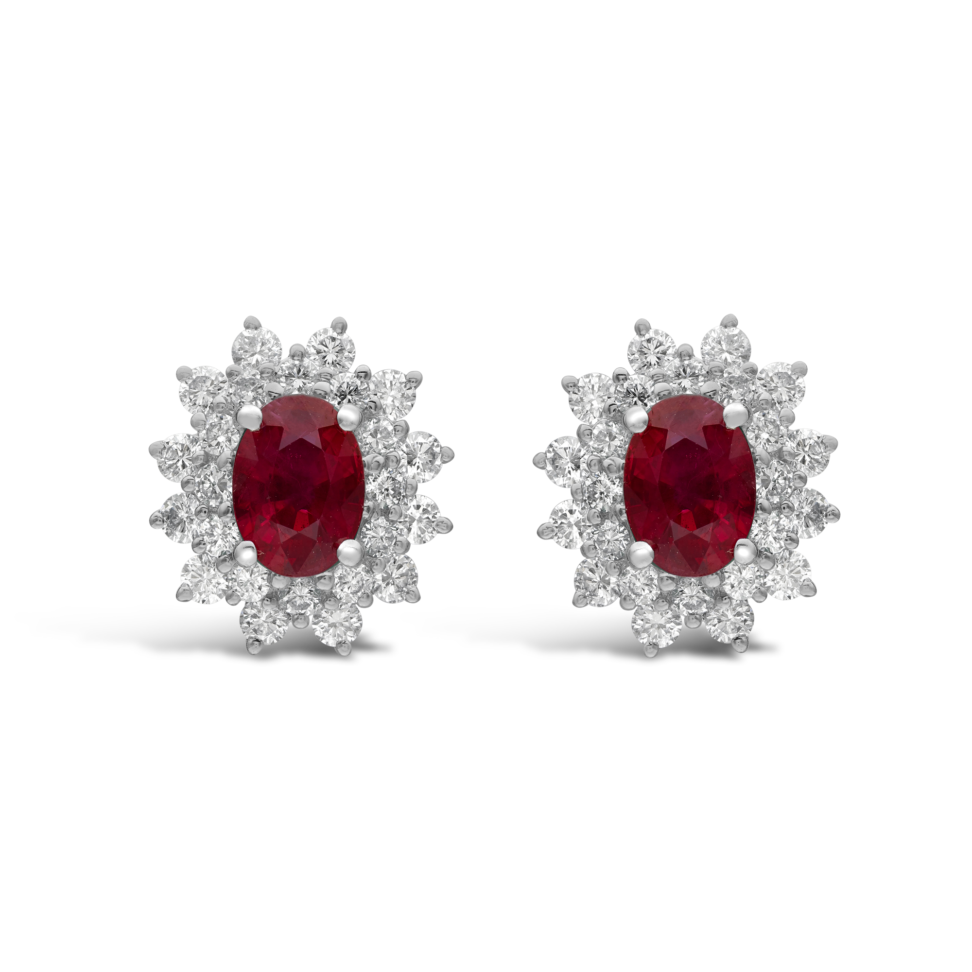 Oval Ruby and Diamond Earrings Oval & Brilliant Cut, Claw Set_1