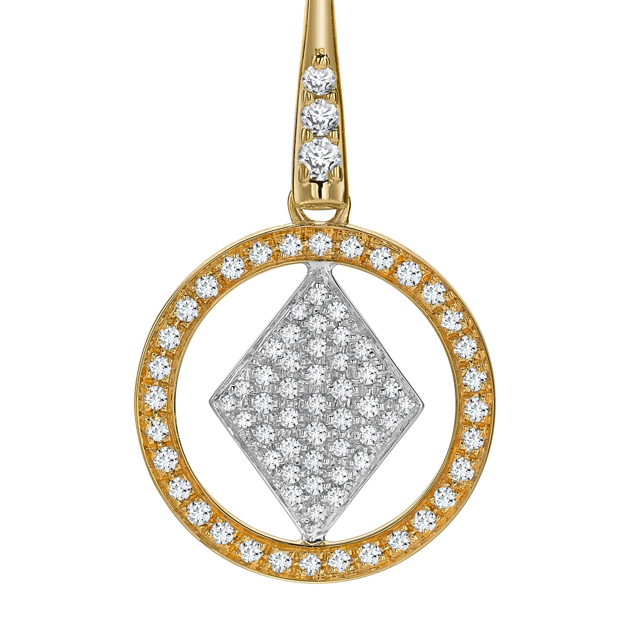 Lady Luck Diamond Drop Earrings in Yellow and White Gold _2