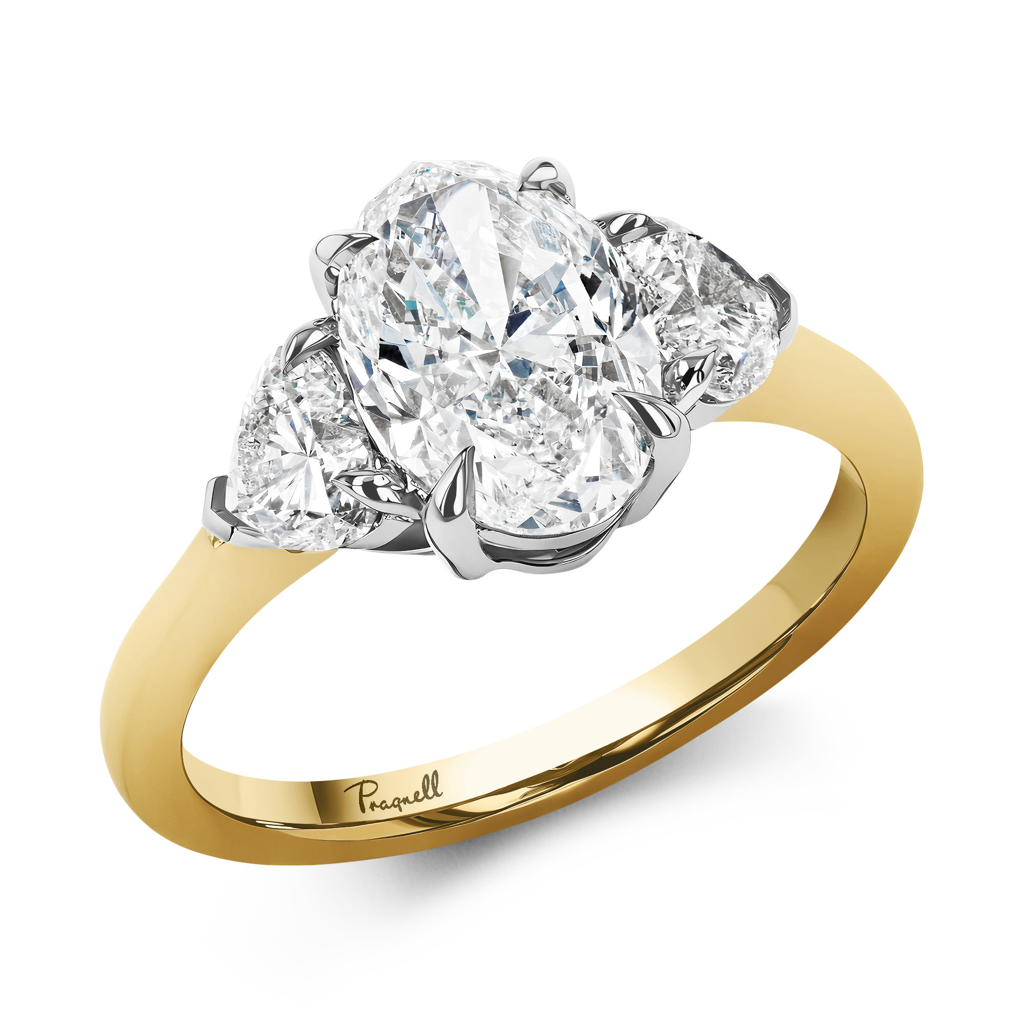 Venus Setting 2.01ct Botswana Diamond Three Stone Ring Oval Cut, Claw Set_1