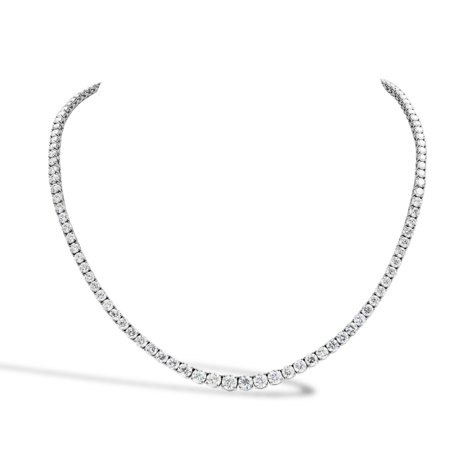 Contemporary Brilliant Cut 18.61ct Diamond Line Necklace Brilliant cut, Claw set_1