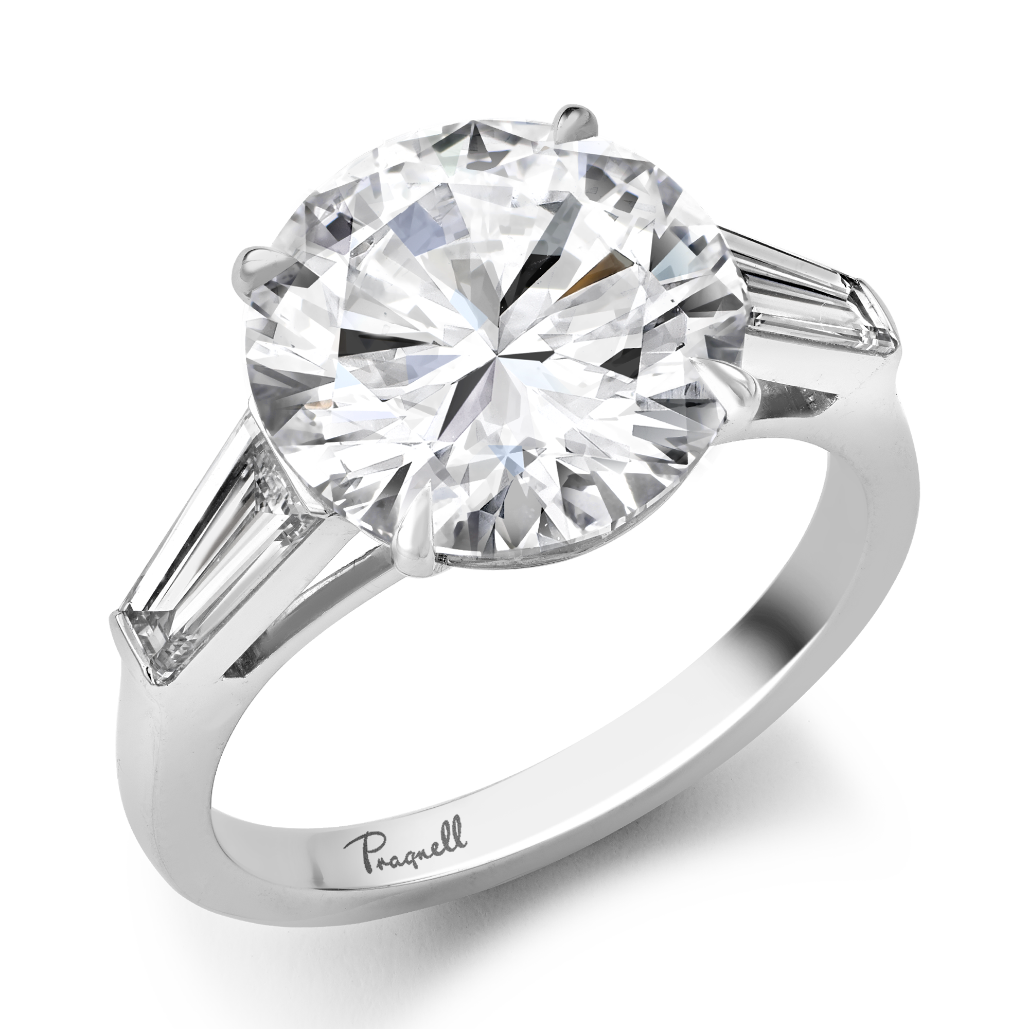 Regency 5.08ct Diamond Solitaire Ring Brilliant & Tapered Baguette Cut, Claw & Channel Set_1