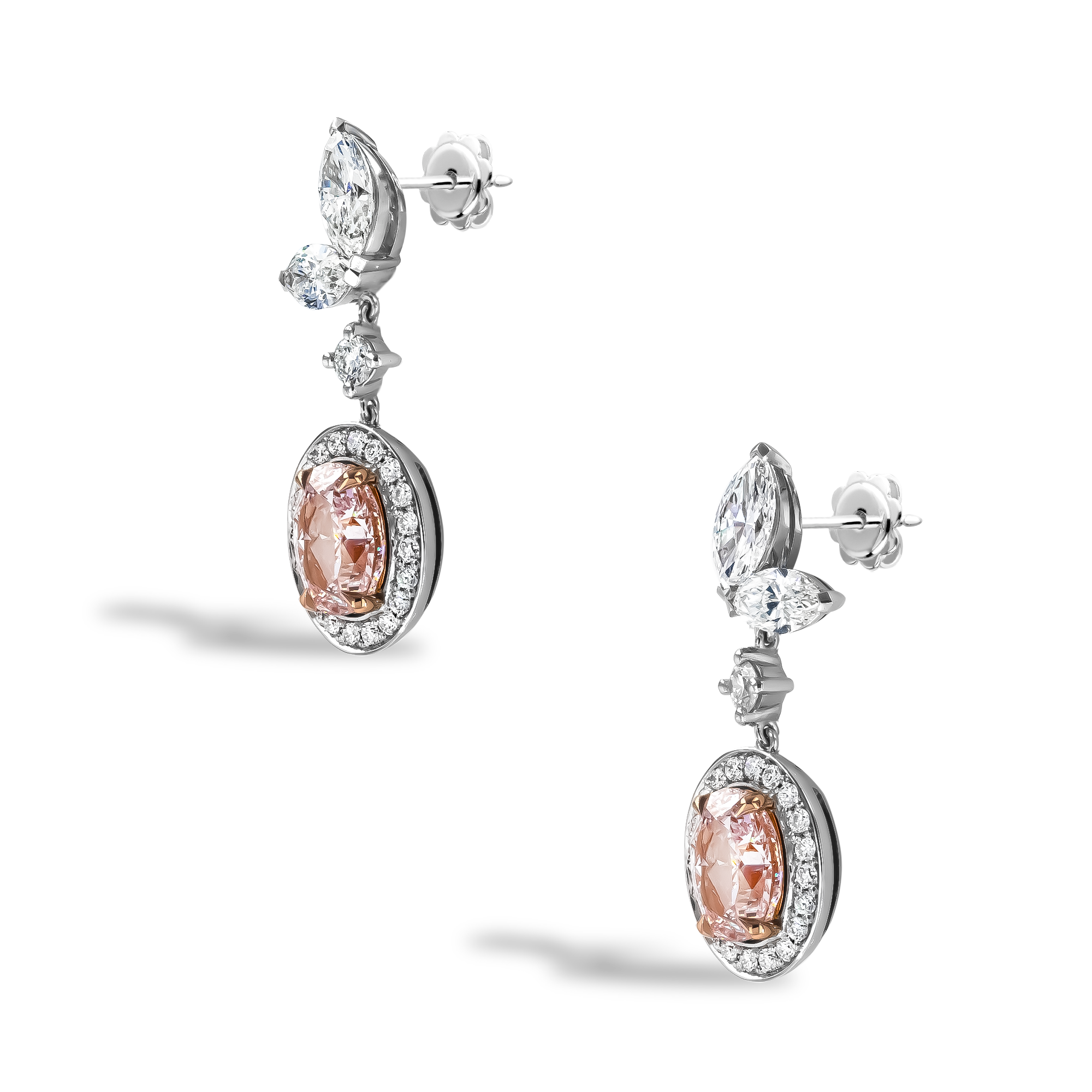 Masterpiece 2.08ct Pink Diamond Drop Earrings Oval Cut, Claw Set_2