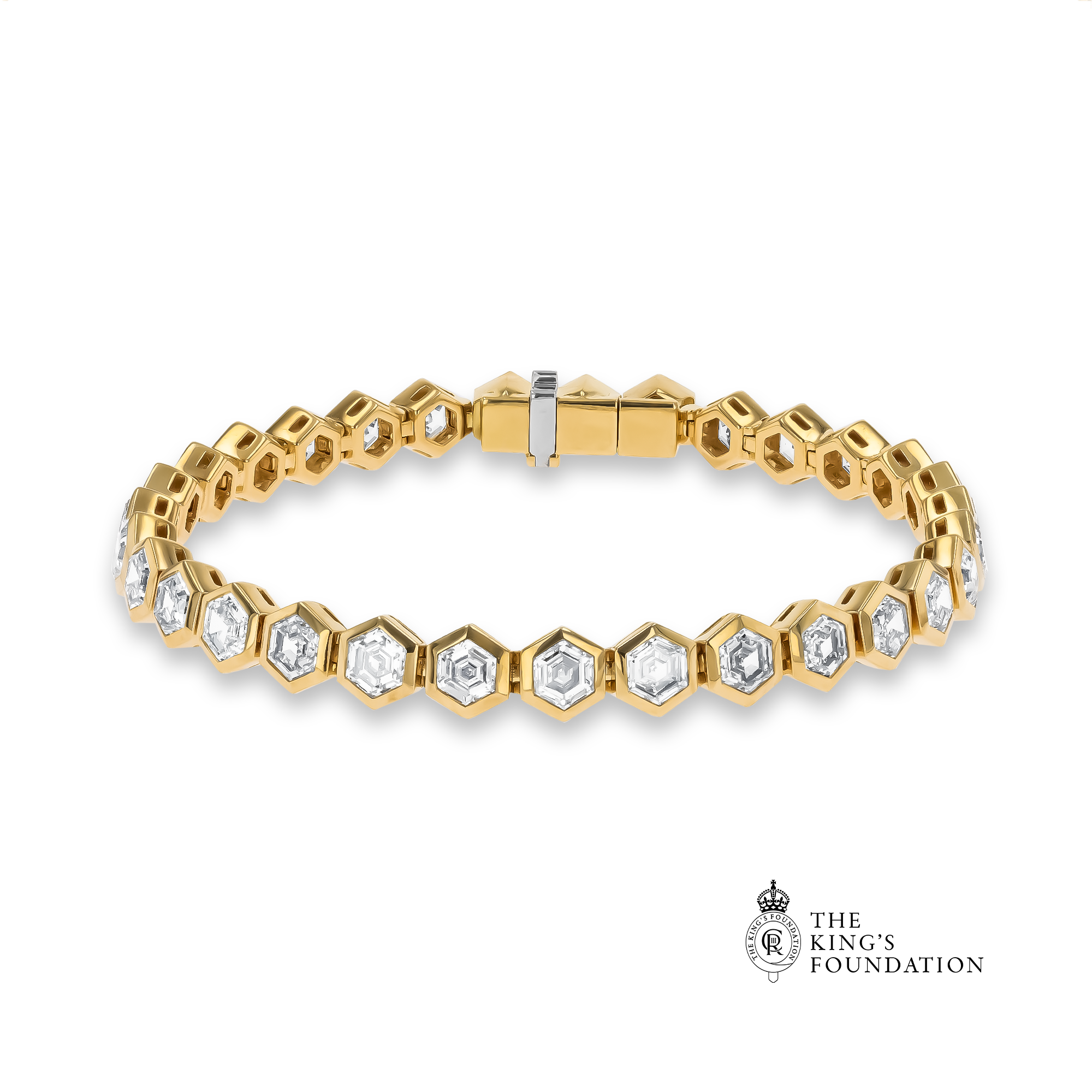 Honeycomb 10.05ct Diamond Line Bracelet Hexagonal Cut, Rubover Set_1