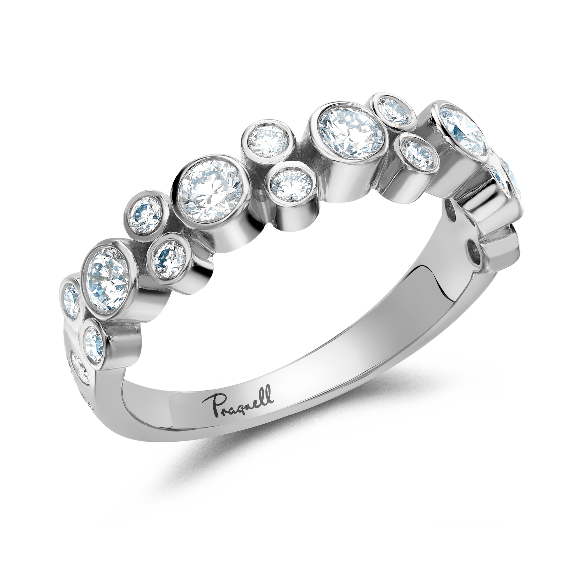 Bubbles Diamond Band Ring Brilliant Cut, Rubover Set_1