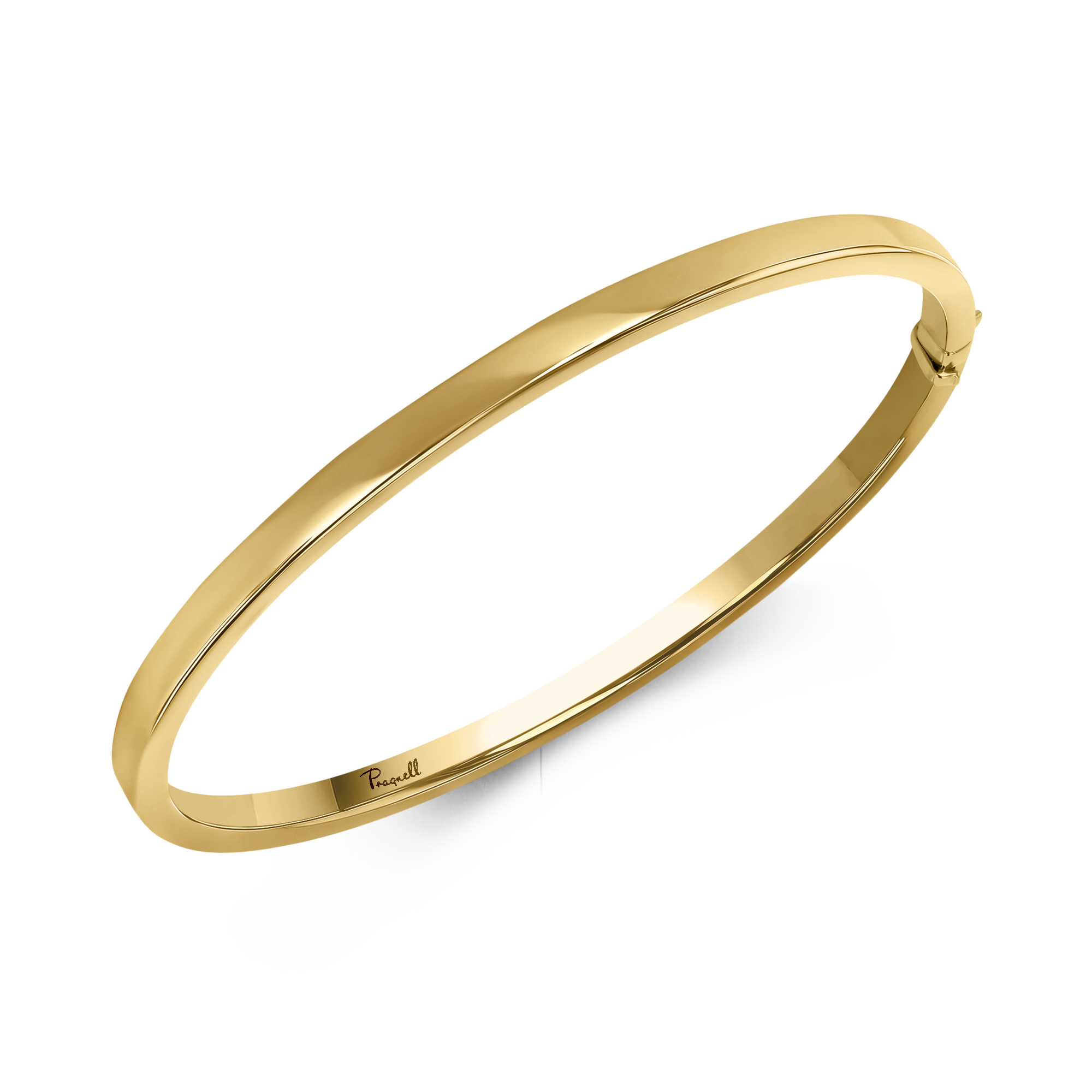 Plain Polished 4mm Square Edged Oval Bangle _2