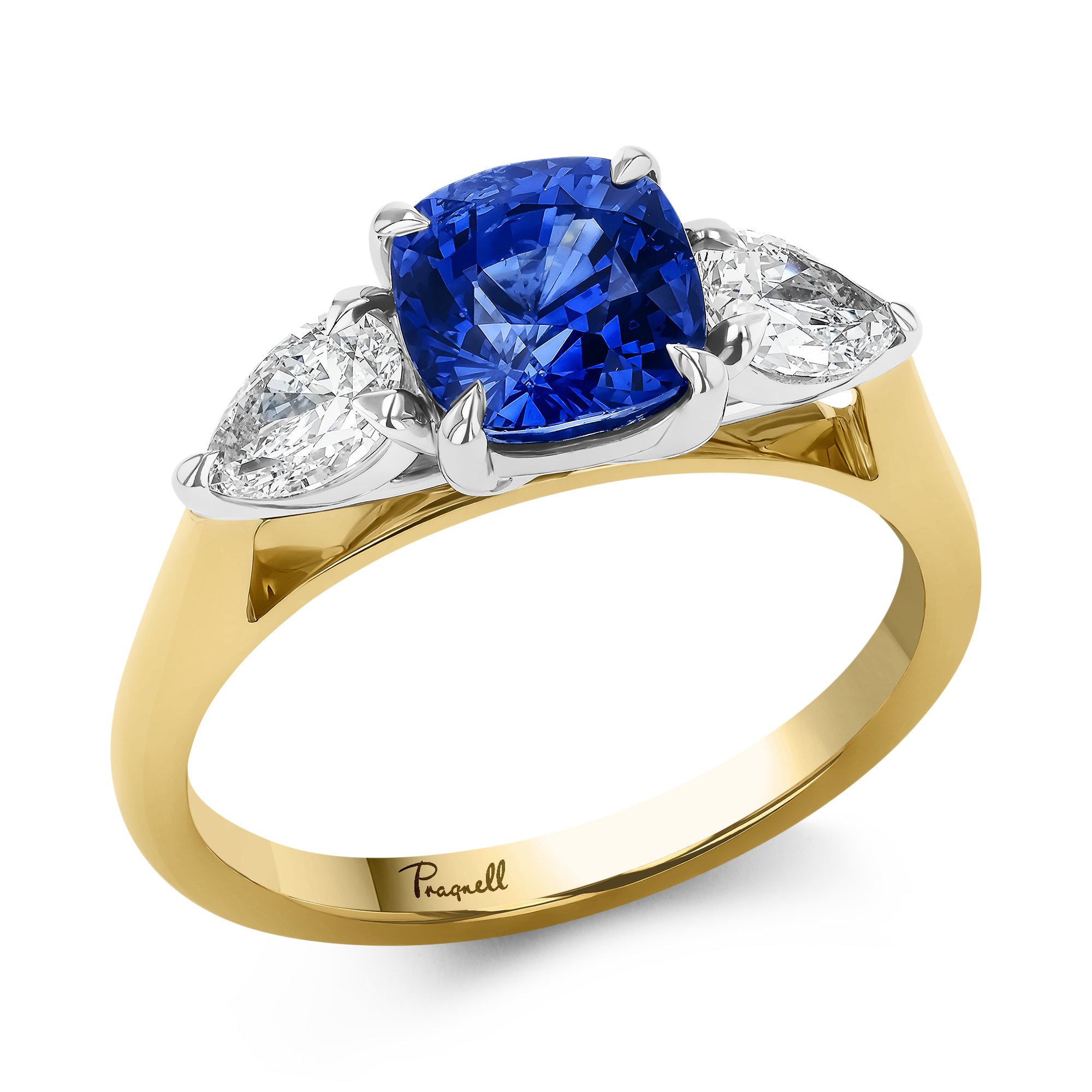 Cushion Cut 1.96ct Sapphire and Diamond Ring Cushion modern cut, Claw set_1