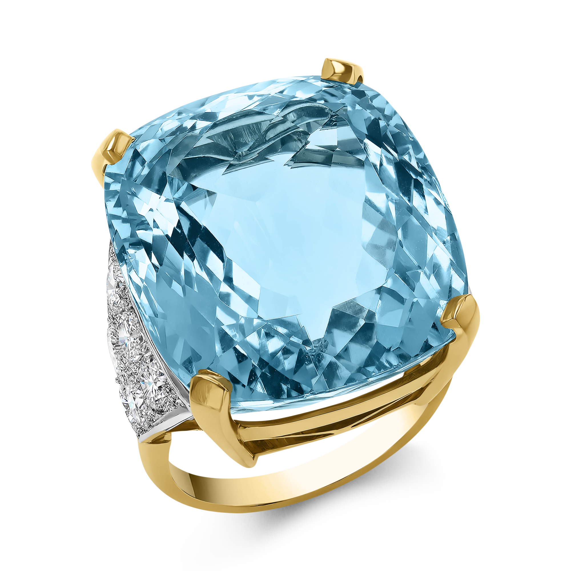 Cushion Cut  33.20ct Aquamarine and Diamond Solitaire Ring Cushion Cut, Claw Set_1