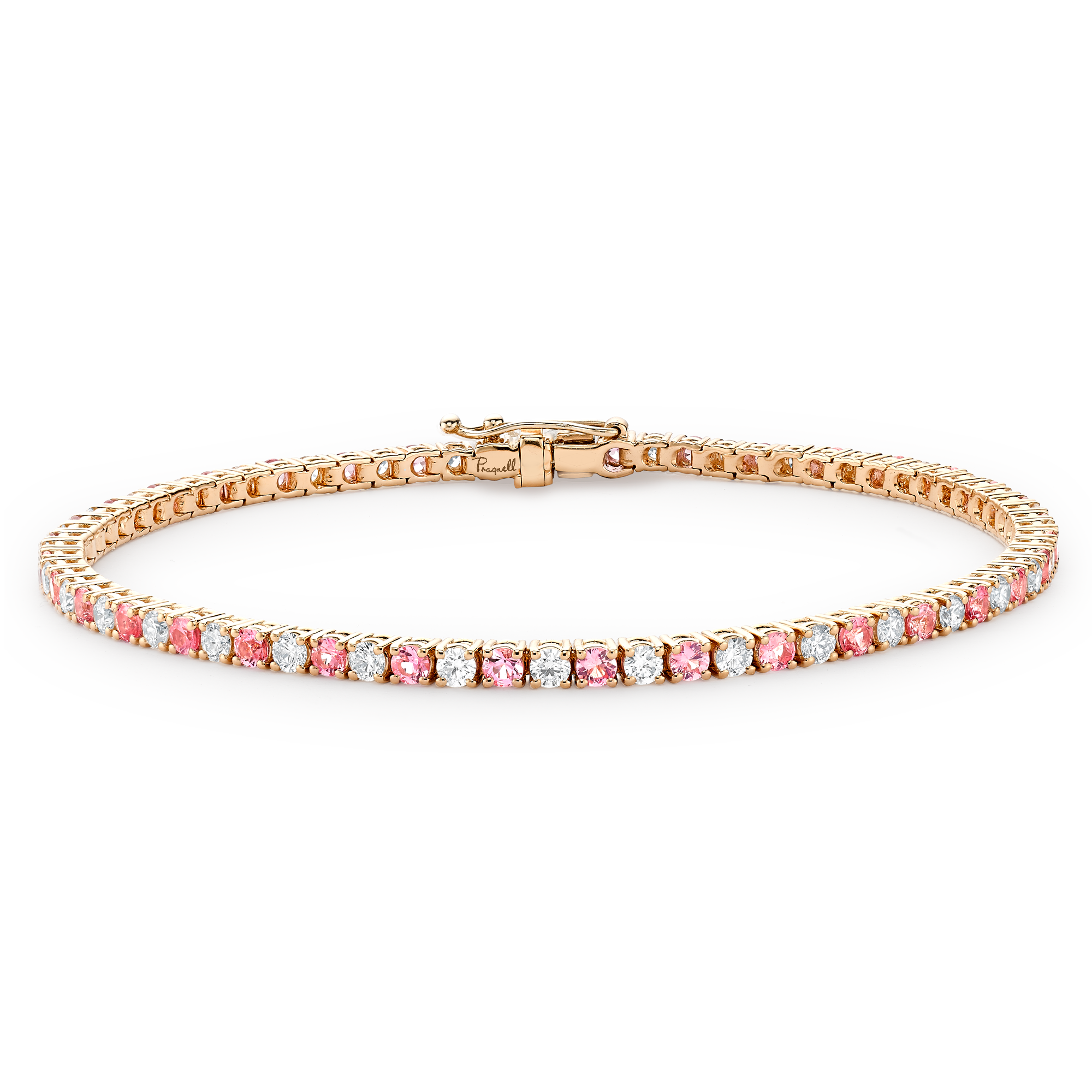 Pink Sapphire & Diamond Line Bracelet Brilliant cut, Claw set_1