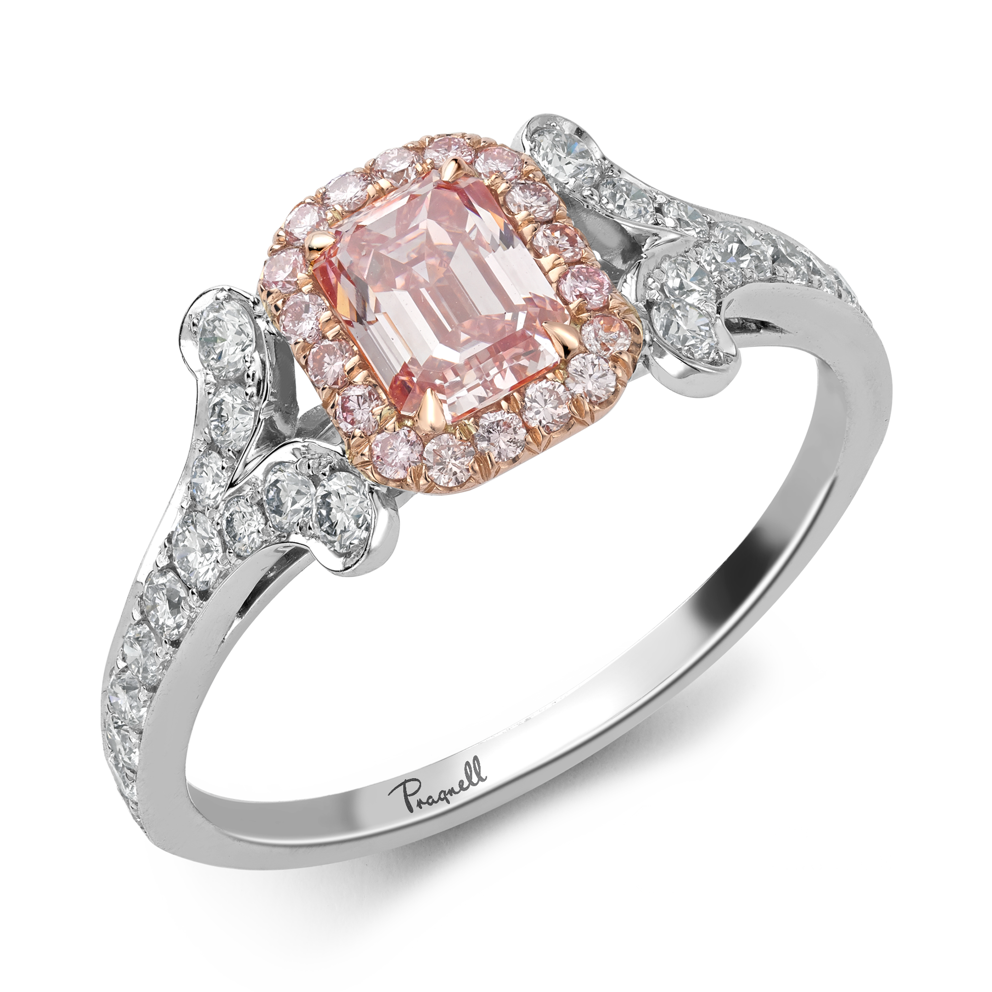 Masterpiece Cléo 0.63ct Fancy Intense Pink Diamond Cluster Ring Emerald Cut, Claw Set_1