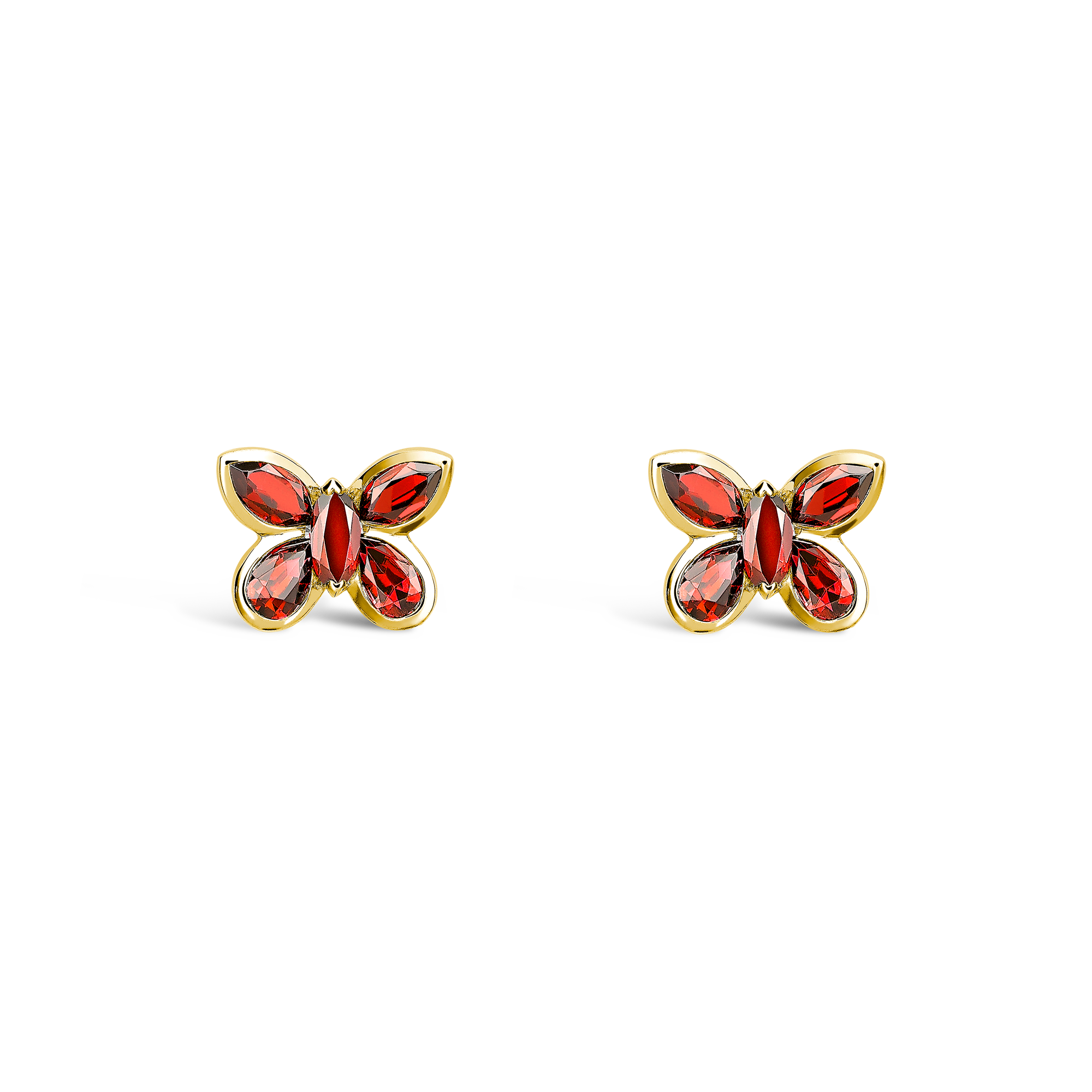 Butterfly Ruby Stud Earrings Pear and Marquise Cut, Rubover Set_1