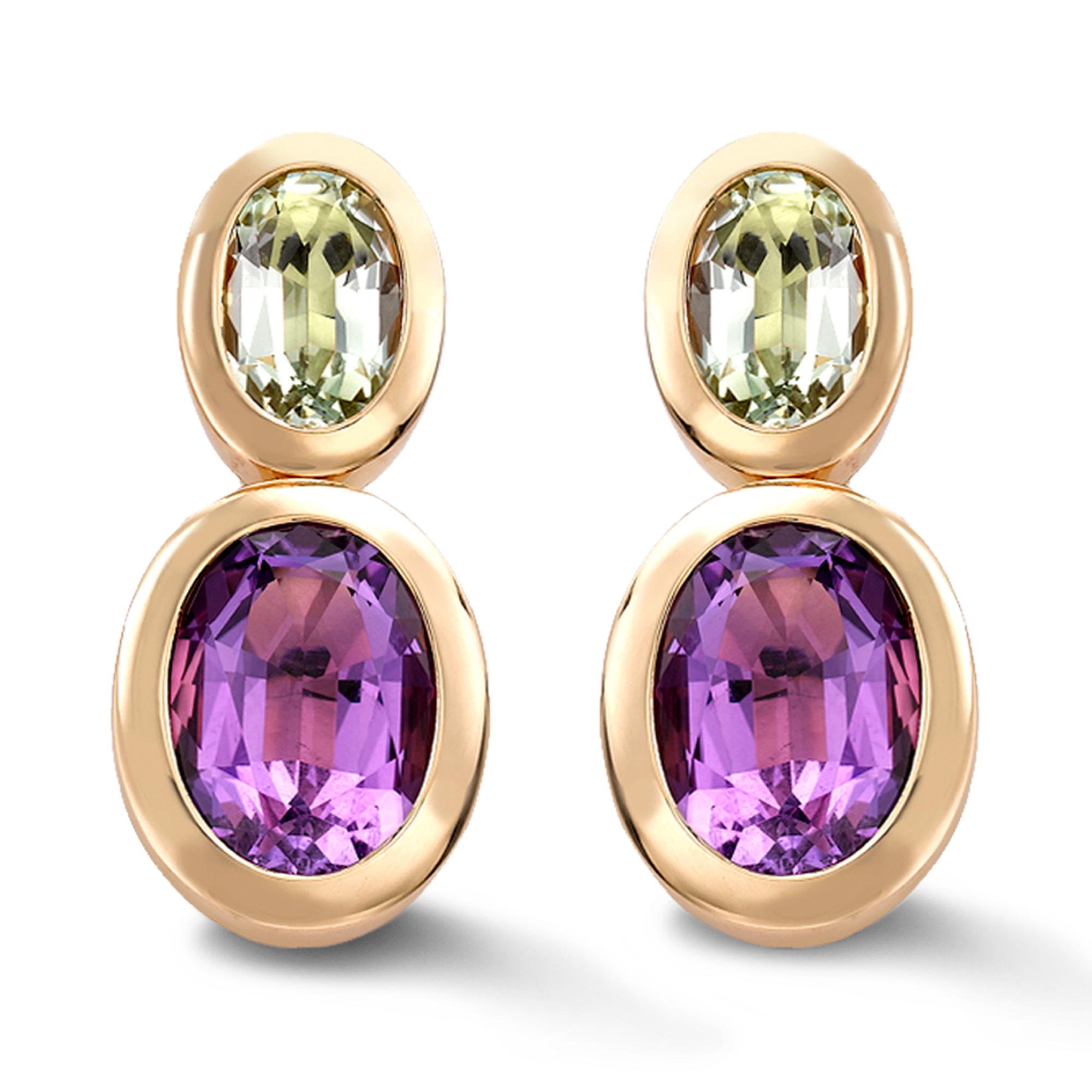 Amethyst Earrings Oval Cut, Rubover Set_1