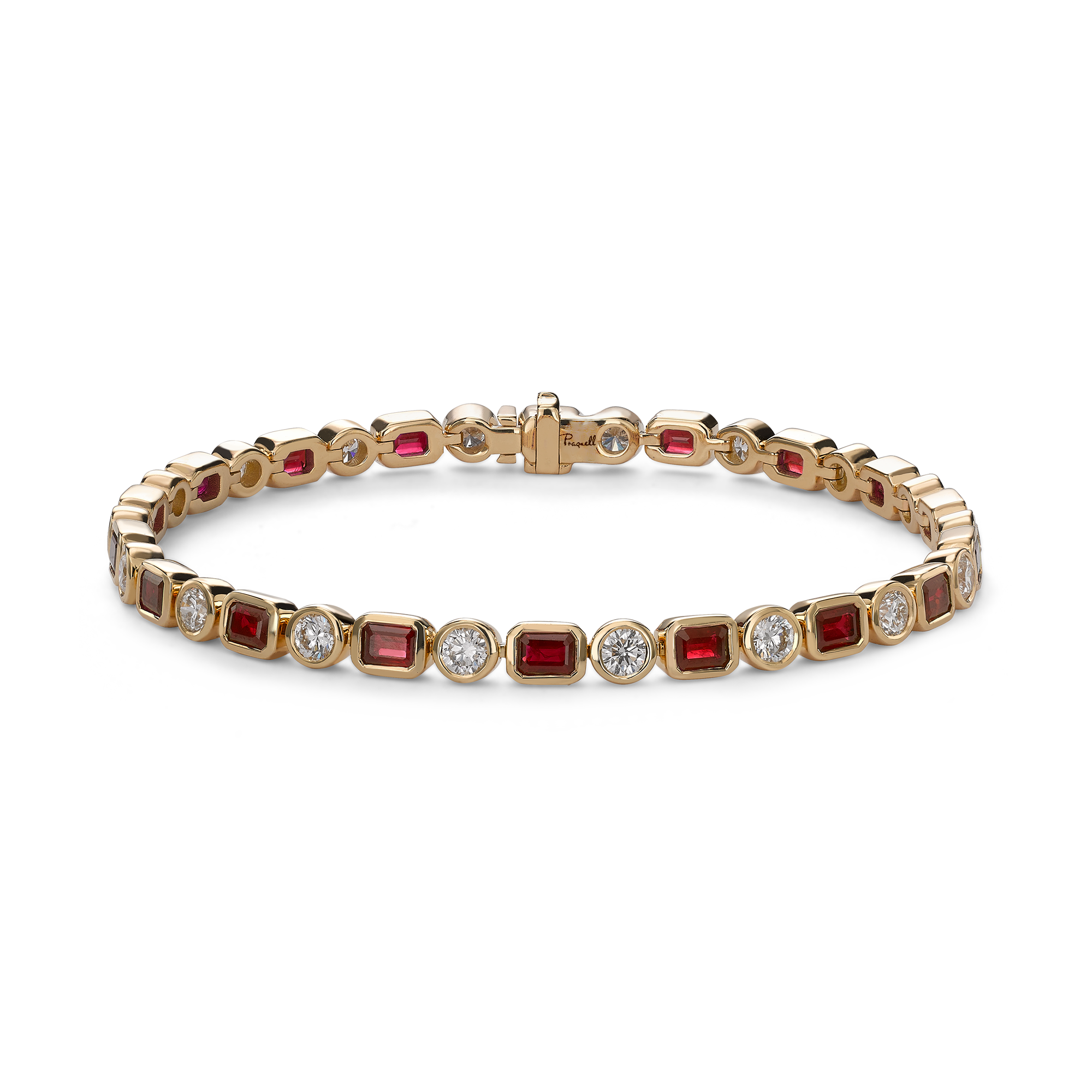 Emerald Cut Ruby and Diamond Bracelet Emerald Cut with Brilliant Cut Diamonds_1