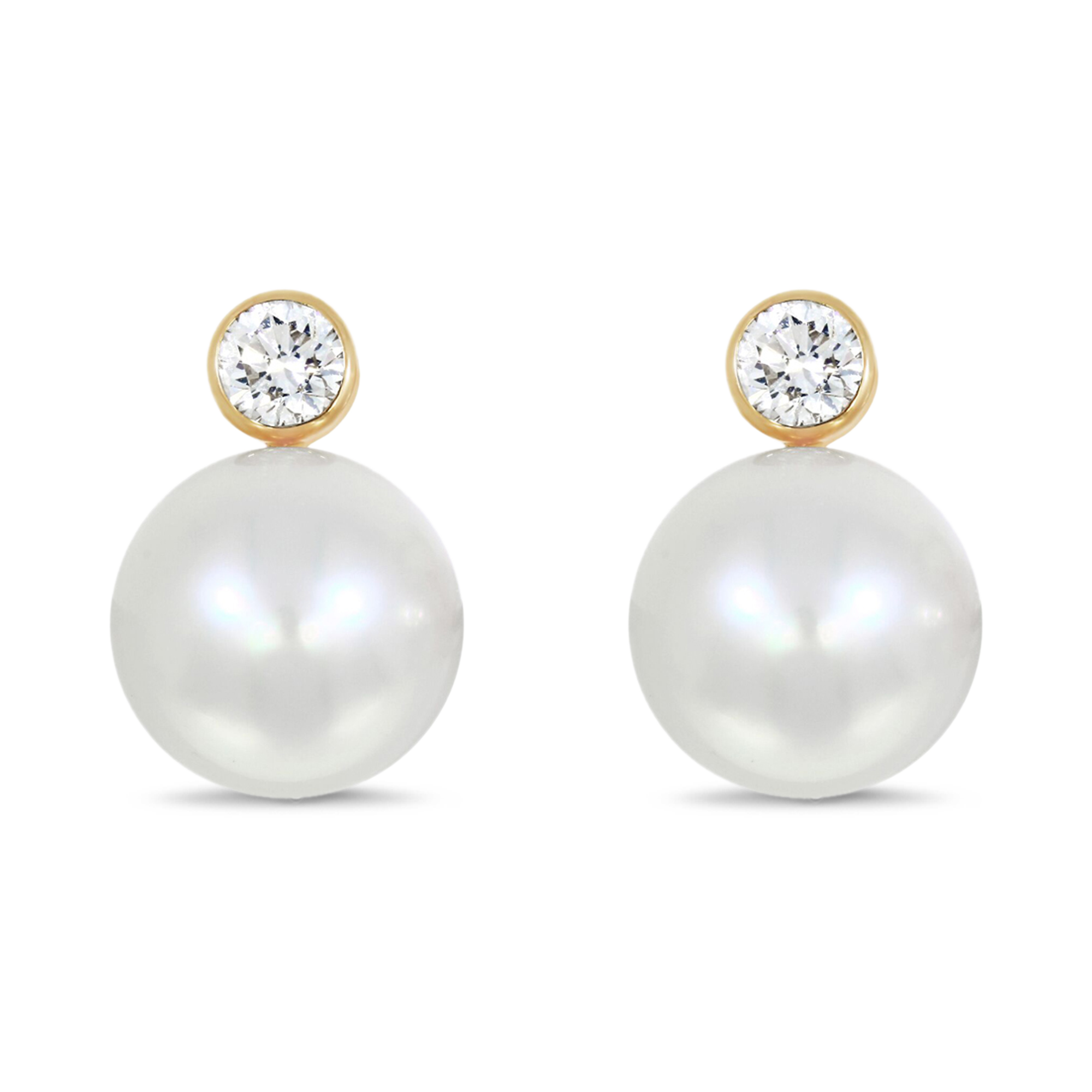 South Sea Pearl Earrings Clip Earrings with Brilliant Cut Diamonds_1